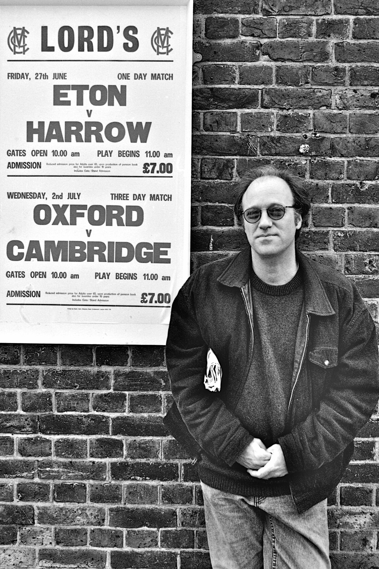 Mike Marqusee (1953-2015) author, journalist, outside Lord's, June 1997