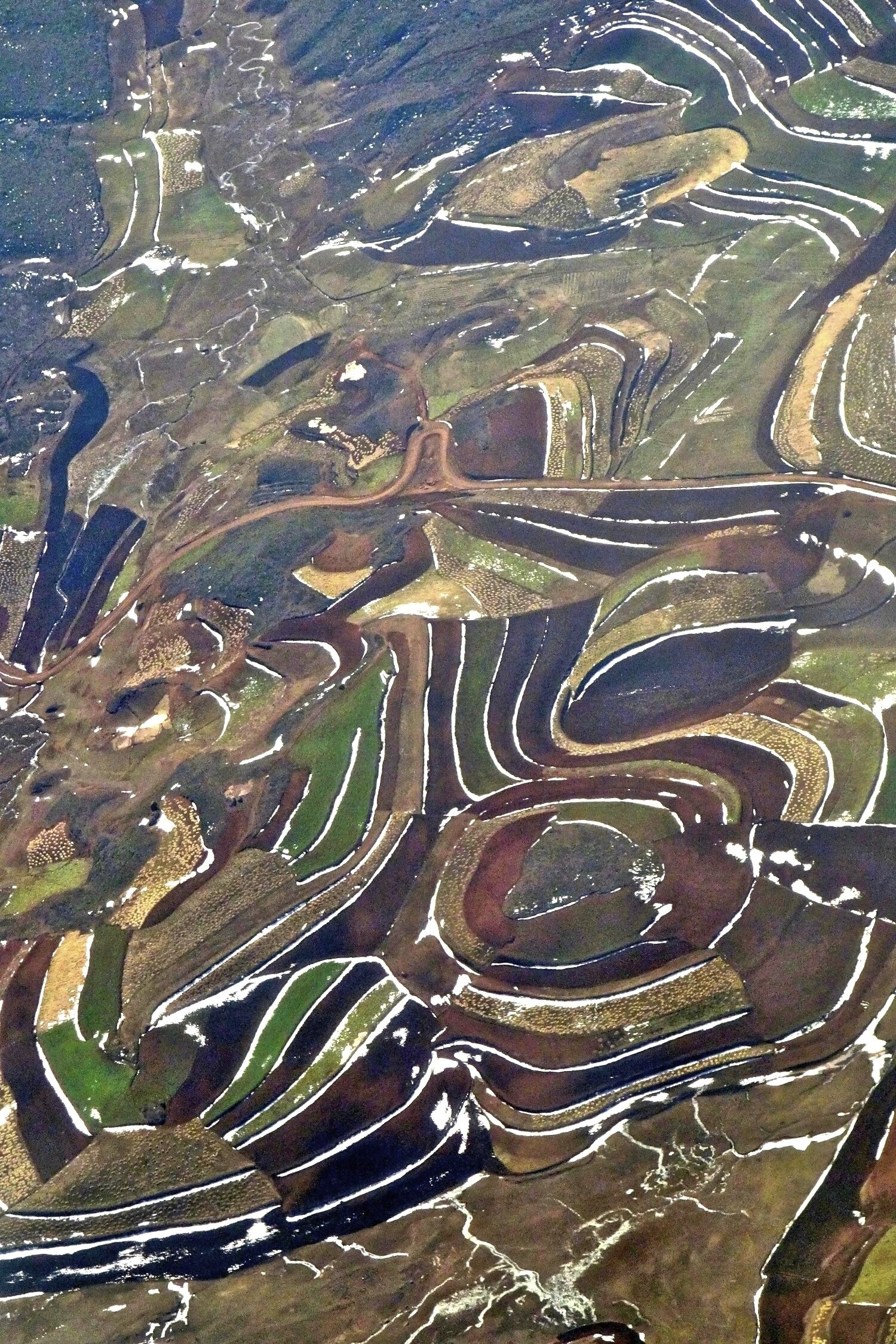 Terraced fields from a flight from Lijiang to Kunming