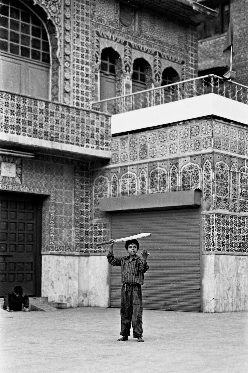 Boy outside a mosque, Lahore, October 1998