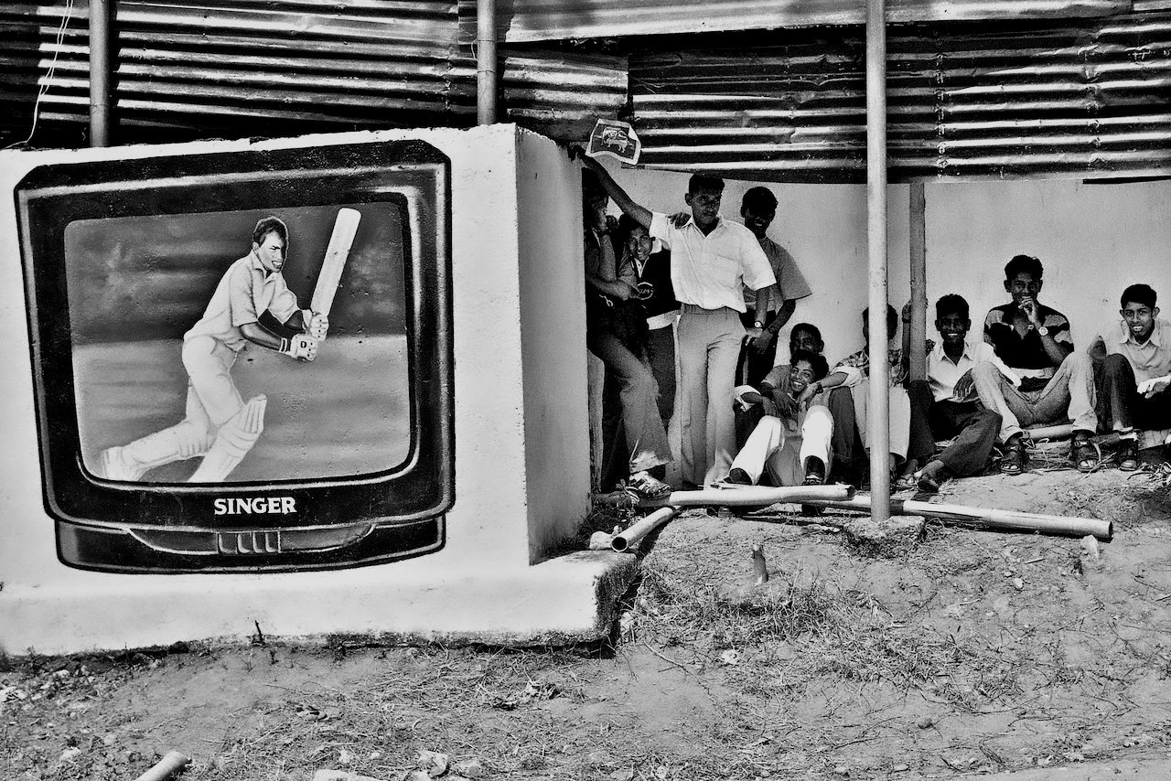 Under the scoreboard, Kandy, September 1999