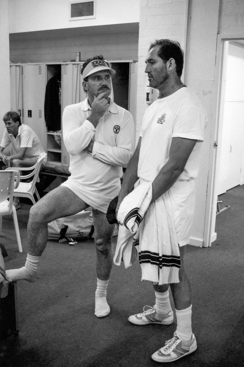 Captains Allan Border &amp; Graham Gooch after the end of the Ashes series, WACA, Perth, February 1991 