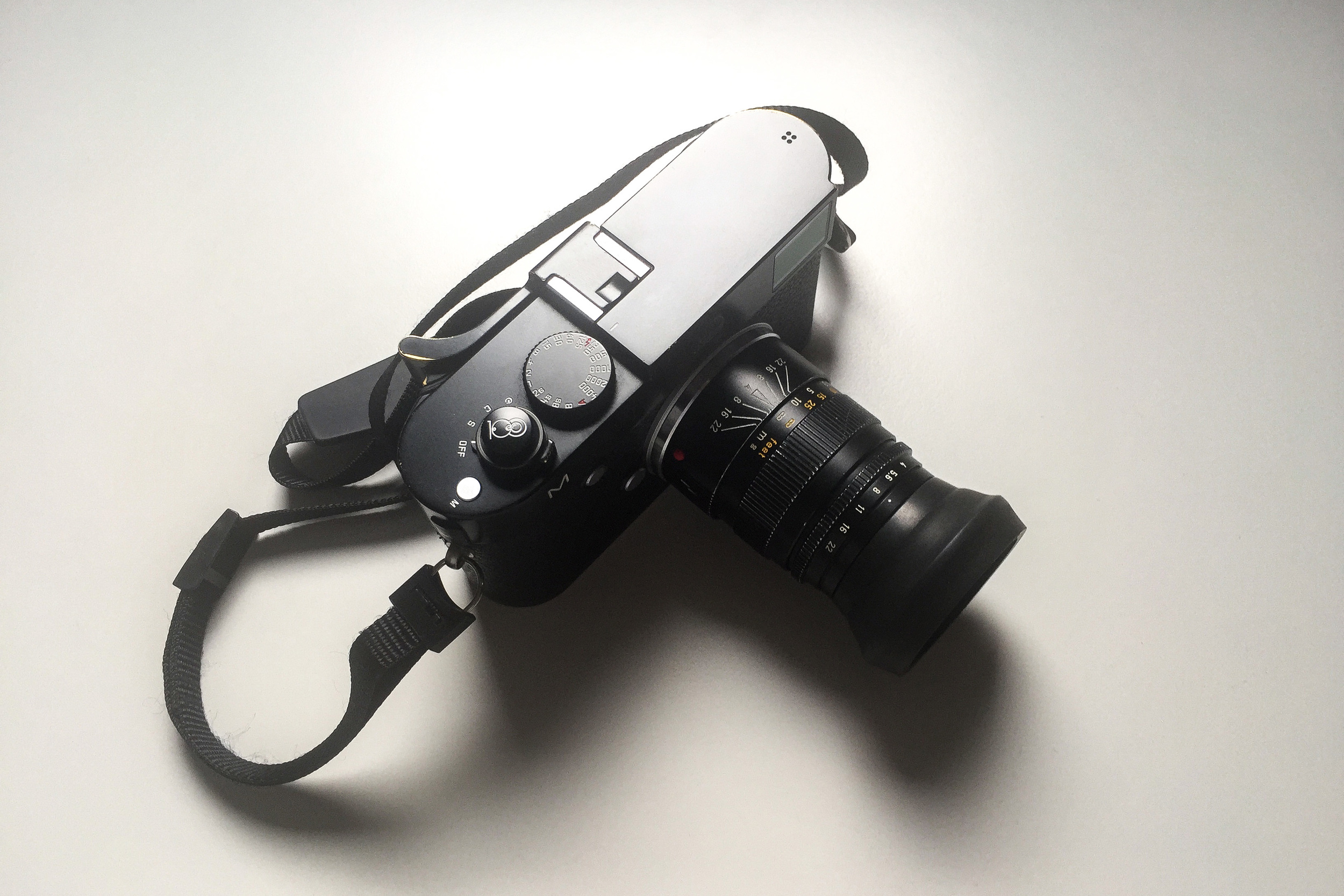 Leica M240 with the Leitz Wetzlar Elmar-C 1:4/90, Match Technical thumb grip and a "100 Yahre" soft release.