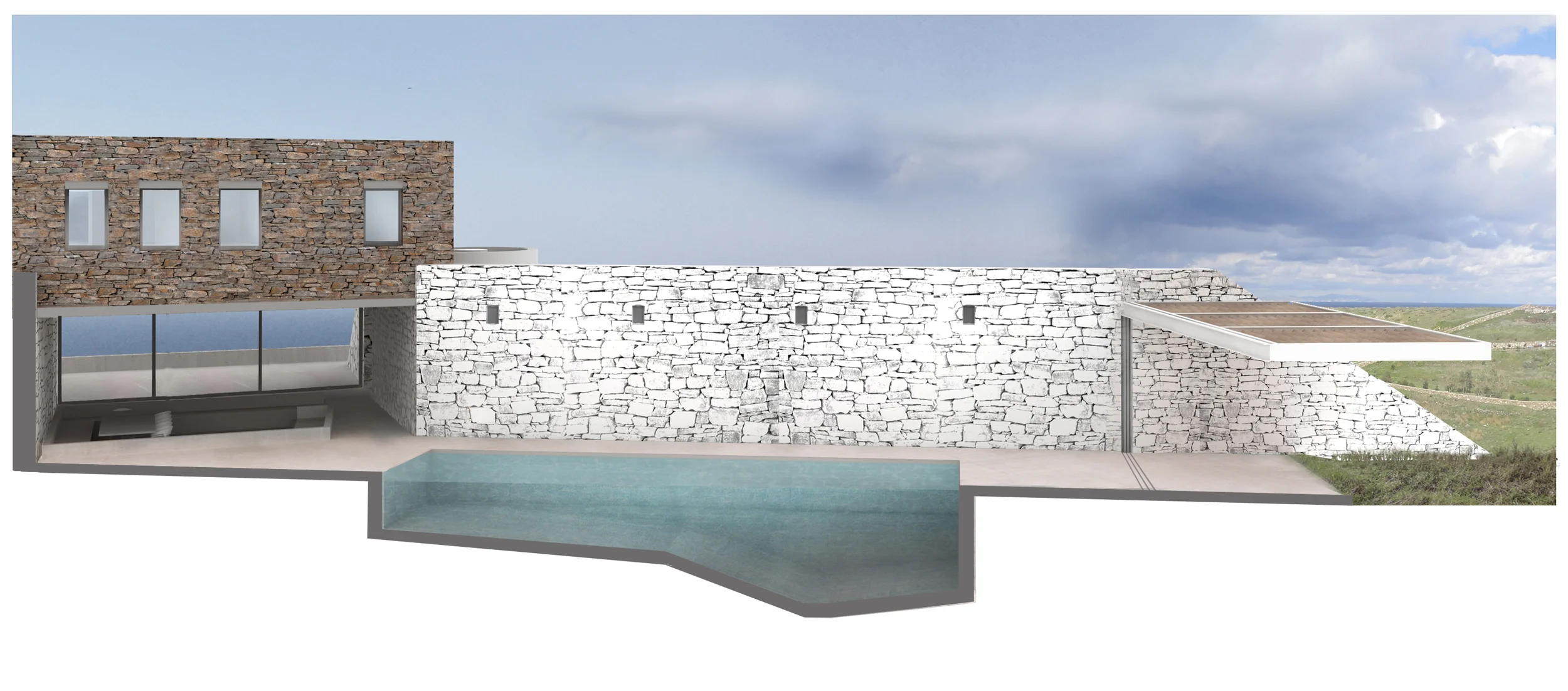 Pool Courtyard - West Elevation