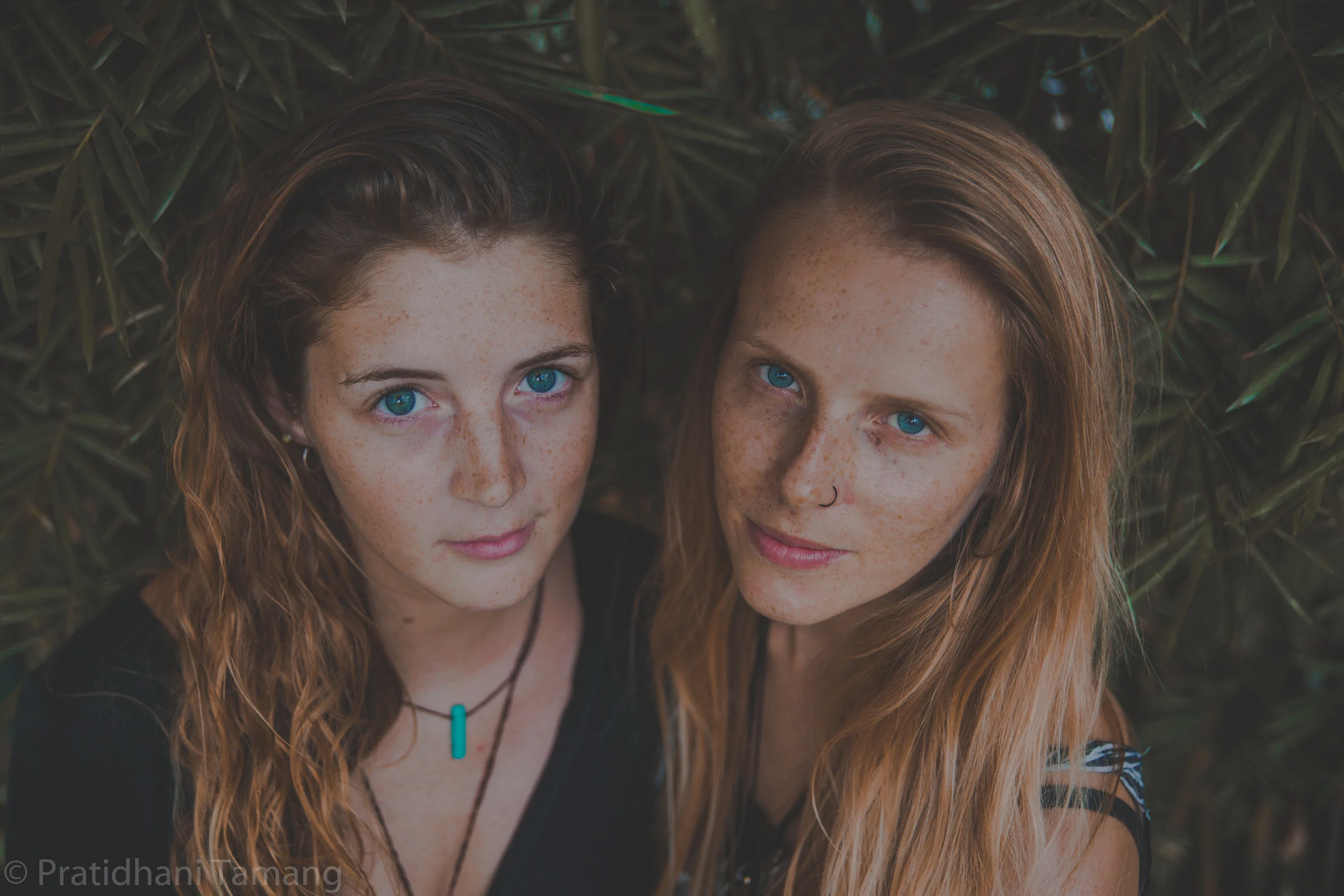 I met them at the hostel in Nepal. No they are not related. They are not even from same country. But they had the same shade of blue in their eyes. 