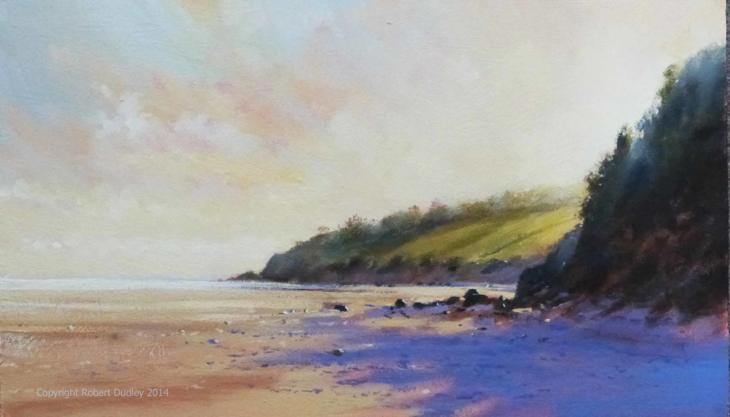 'Late Summer ,Mothecombe' Oil 17 x 9 inches