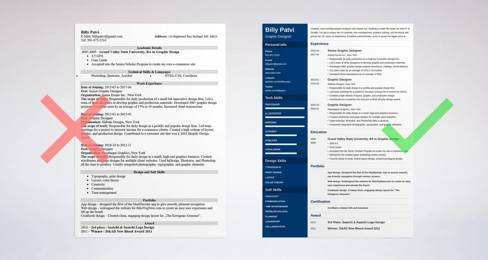 I found this image on an article about resumes for designers. Just replace “Graphic Designer” with “iOS Engineer”. (And always say “engineer”. It’s more expensive sounding than “developer”.)