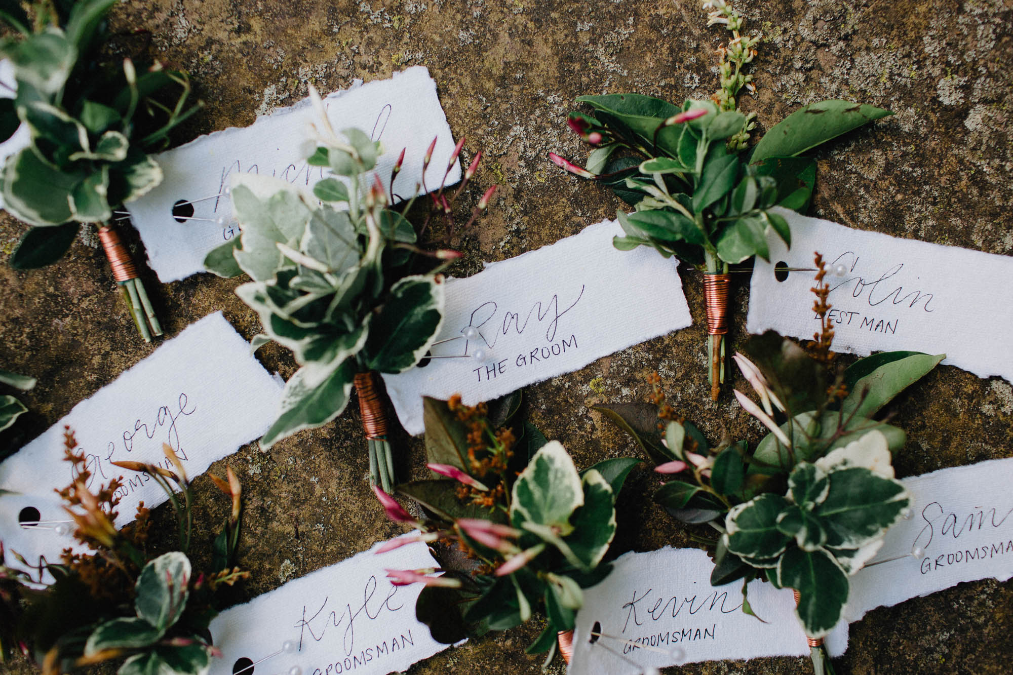 Handmade Groomsmen Boutonnieres by Evergreen Floral Co.