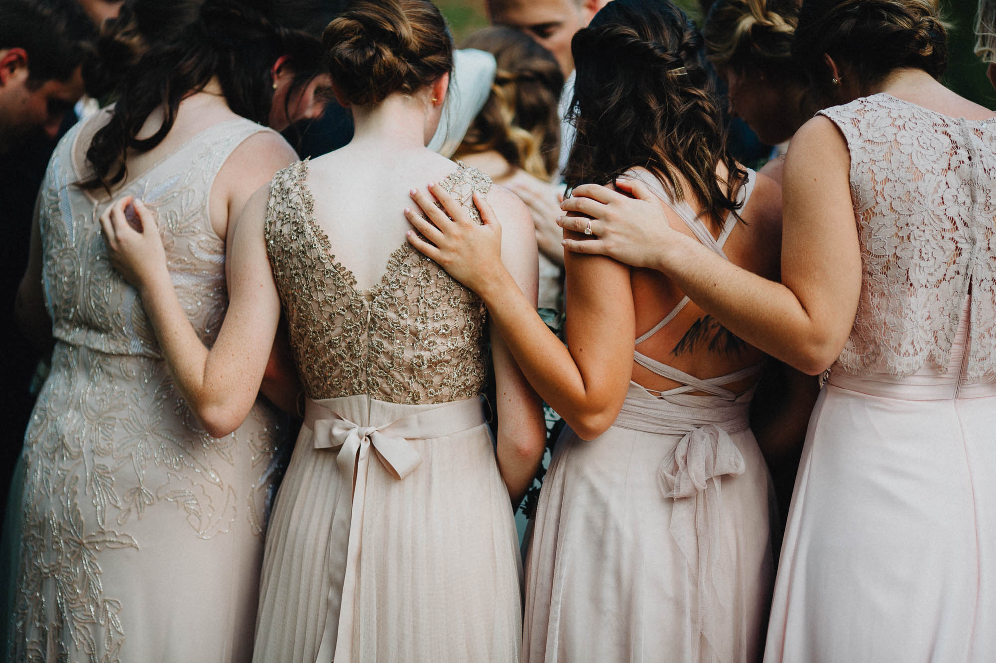 Bridesmaids Pray During an Outdoor Wedding Ceremony in Ohio