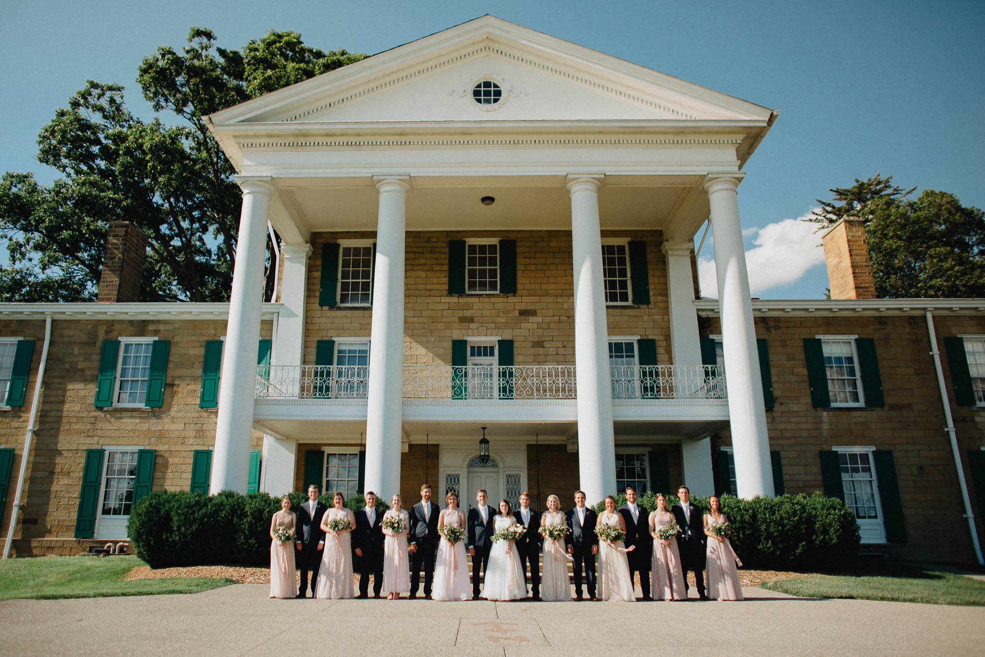 Bridal Party in Front of The Bryn Du Mansion