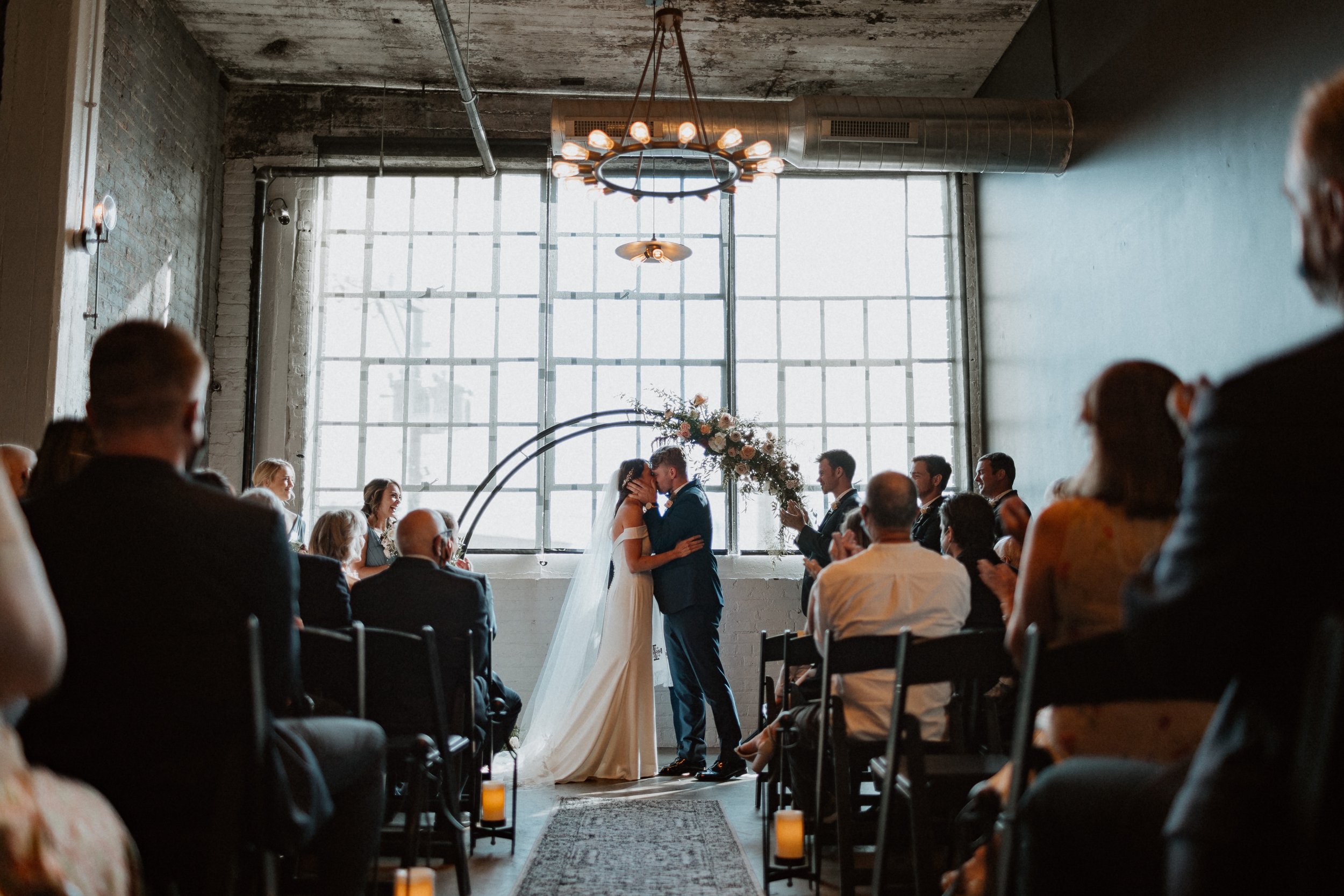 Wedding Ceremony Kiss Skeleton Root Winery Cincinnati 