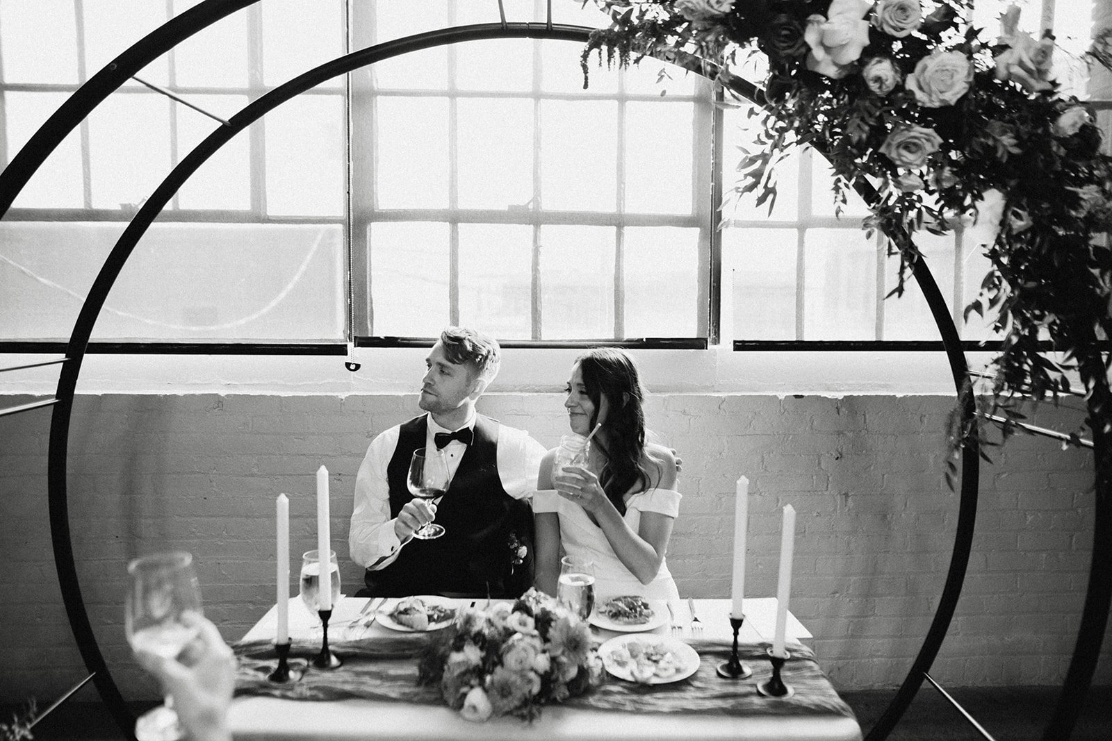 Bride and Groom Sweetheart Head Table Skeleton Root Winery Cincinnati 