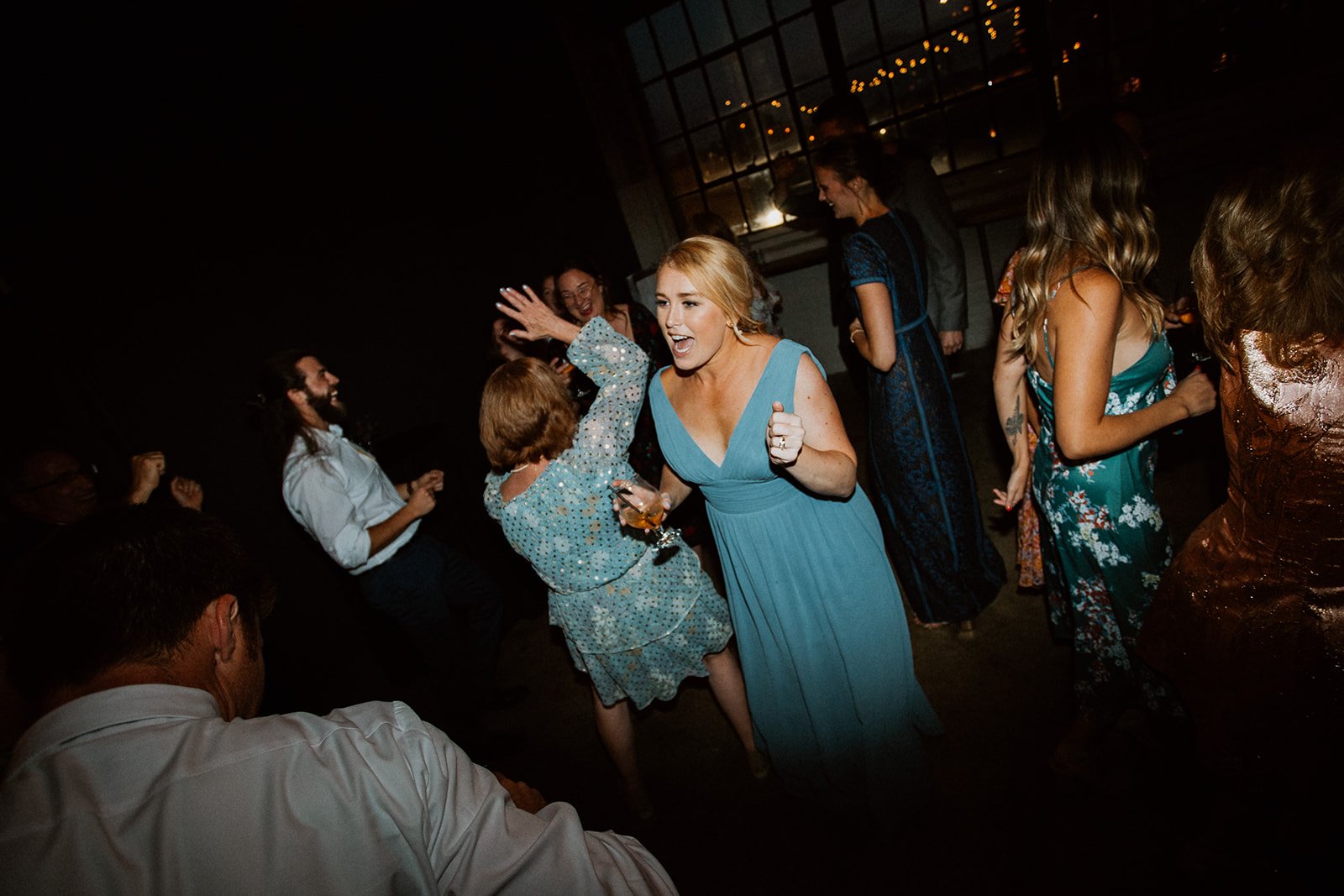 Bridesmaids Dancing Skeleton Root Winery Cincinnati 