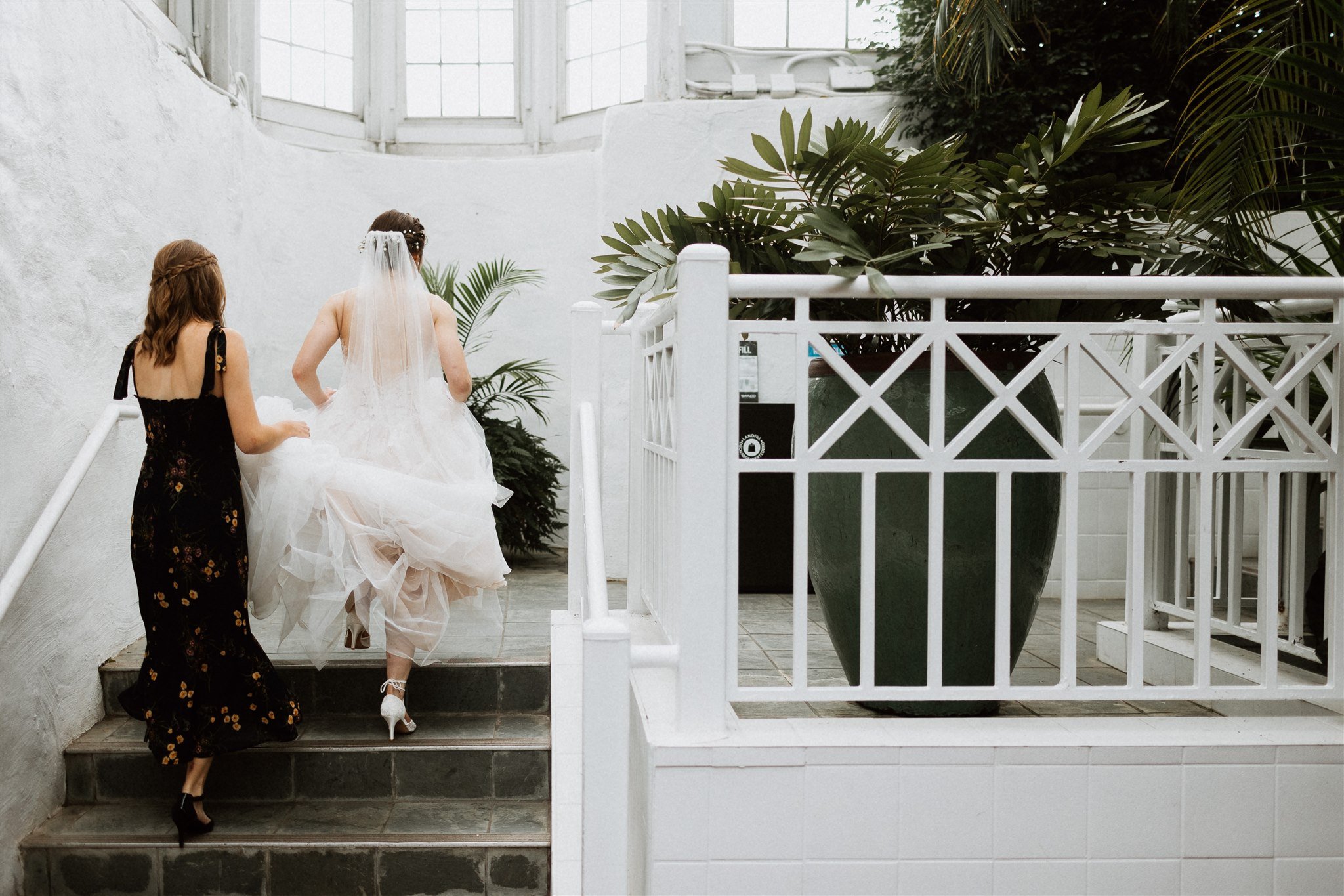 Bridesmaids walking