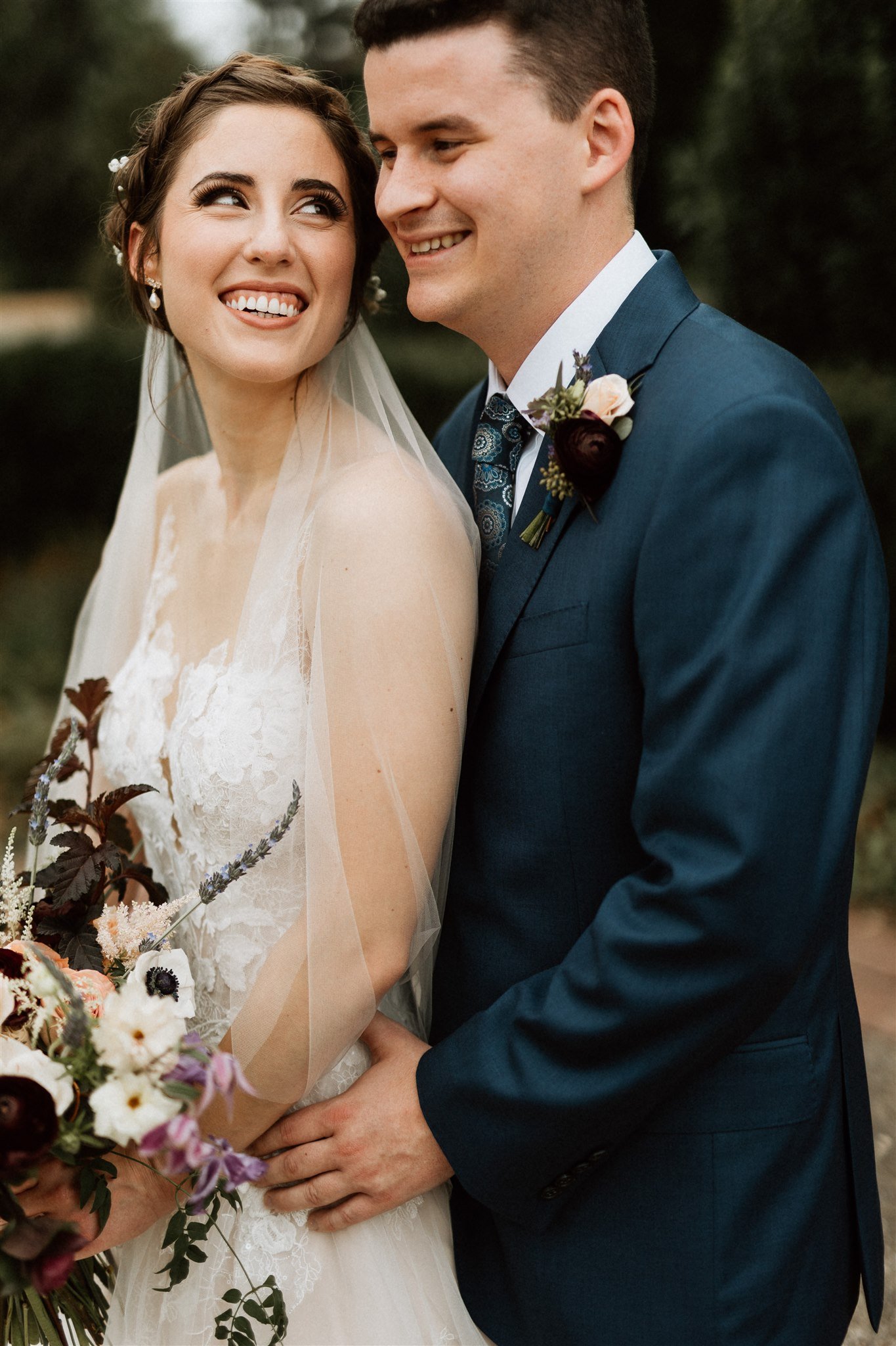 Bride and Groom snuggle