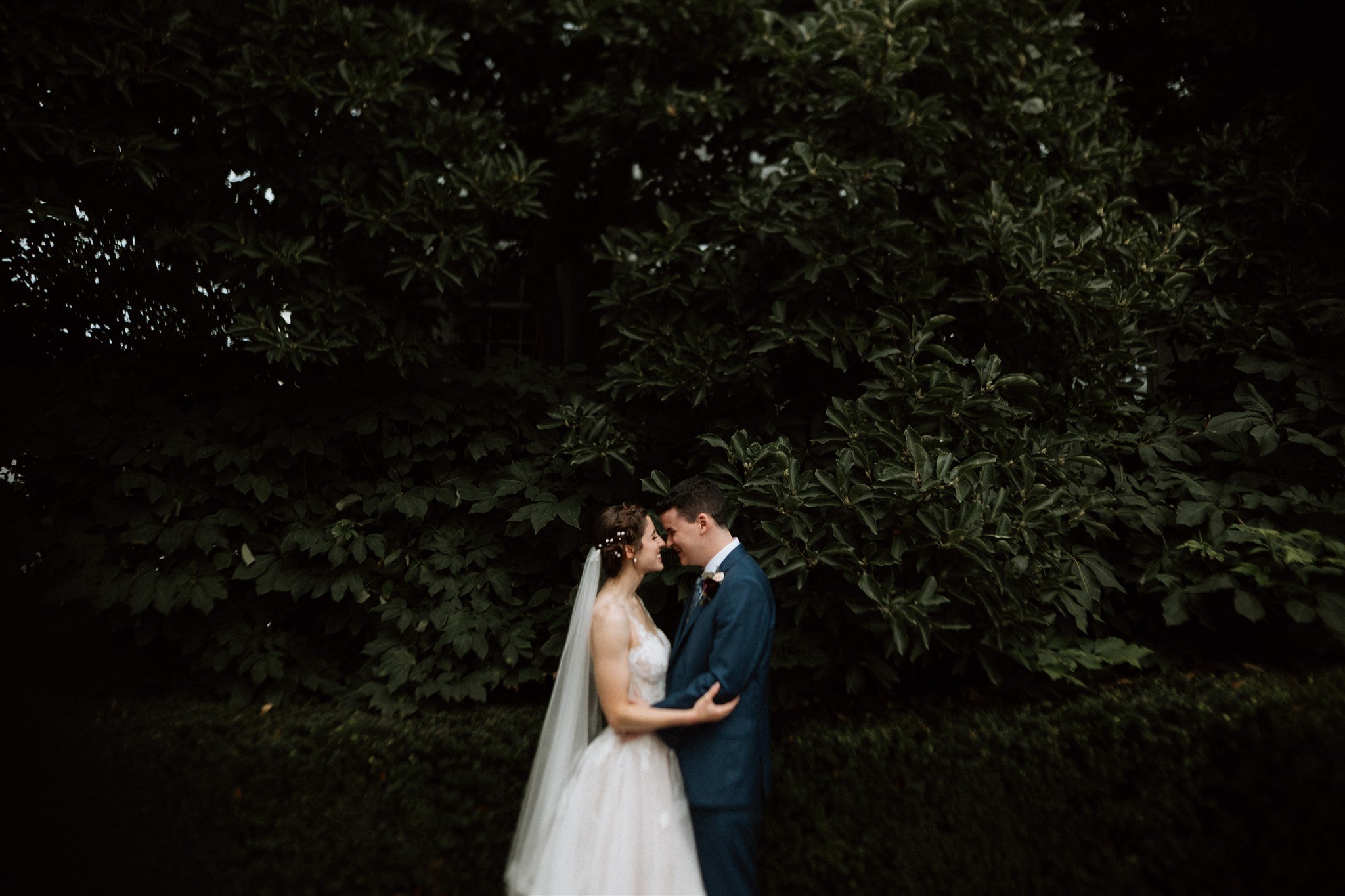 intimate and snuggly wedding portrait