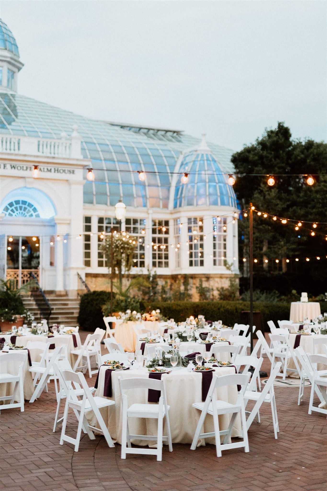 reception table scapes at Franklin park conservatory 