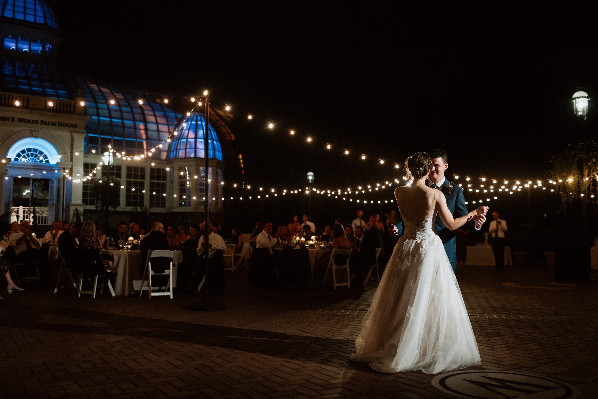 bride and groom dancing