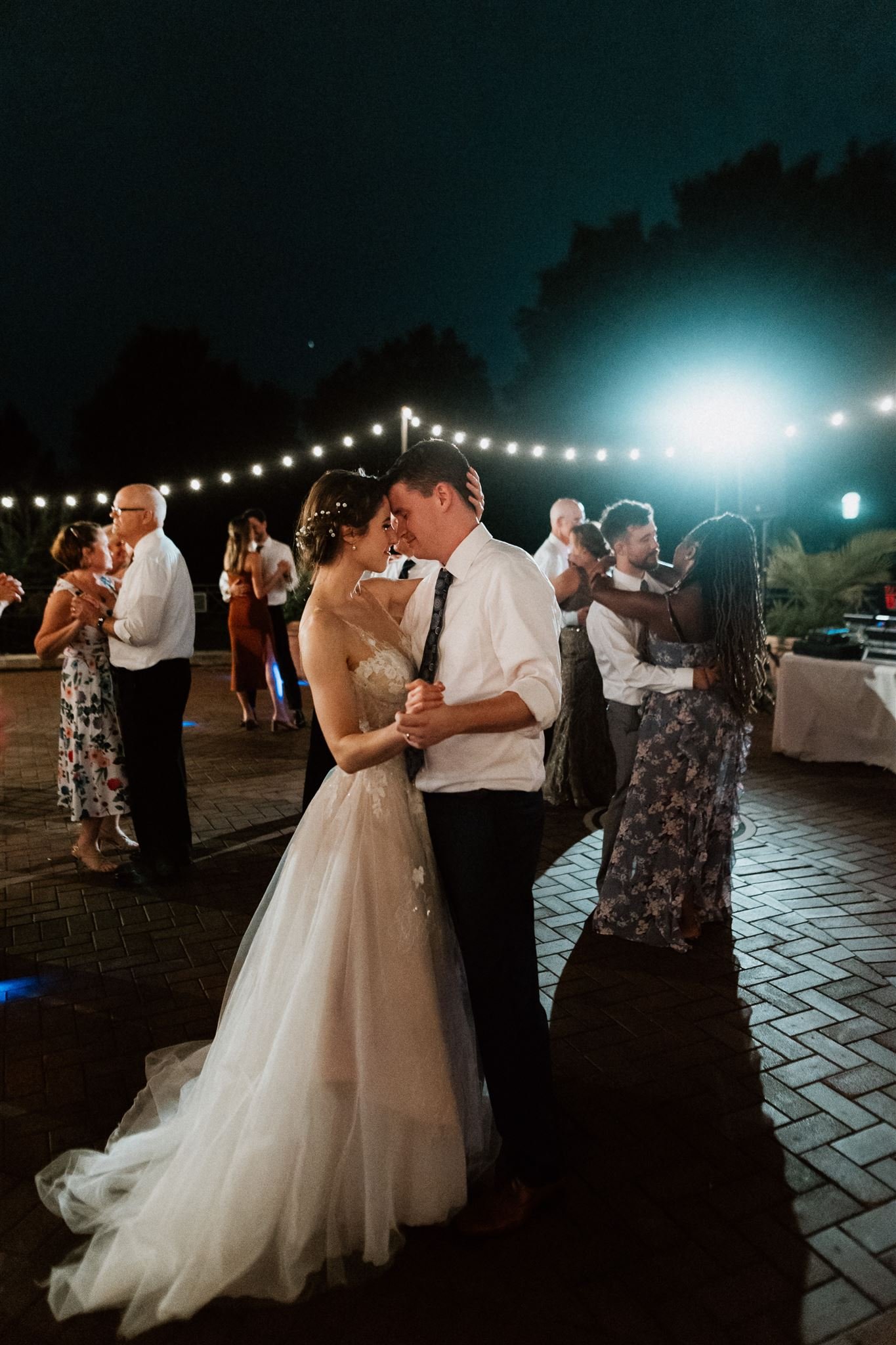 bride and groom on dance floor Franklin park conservatory 