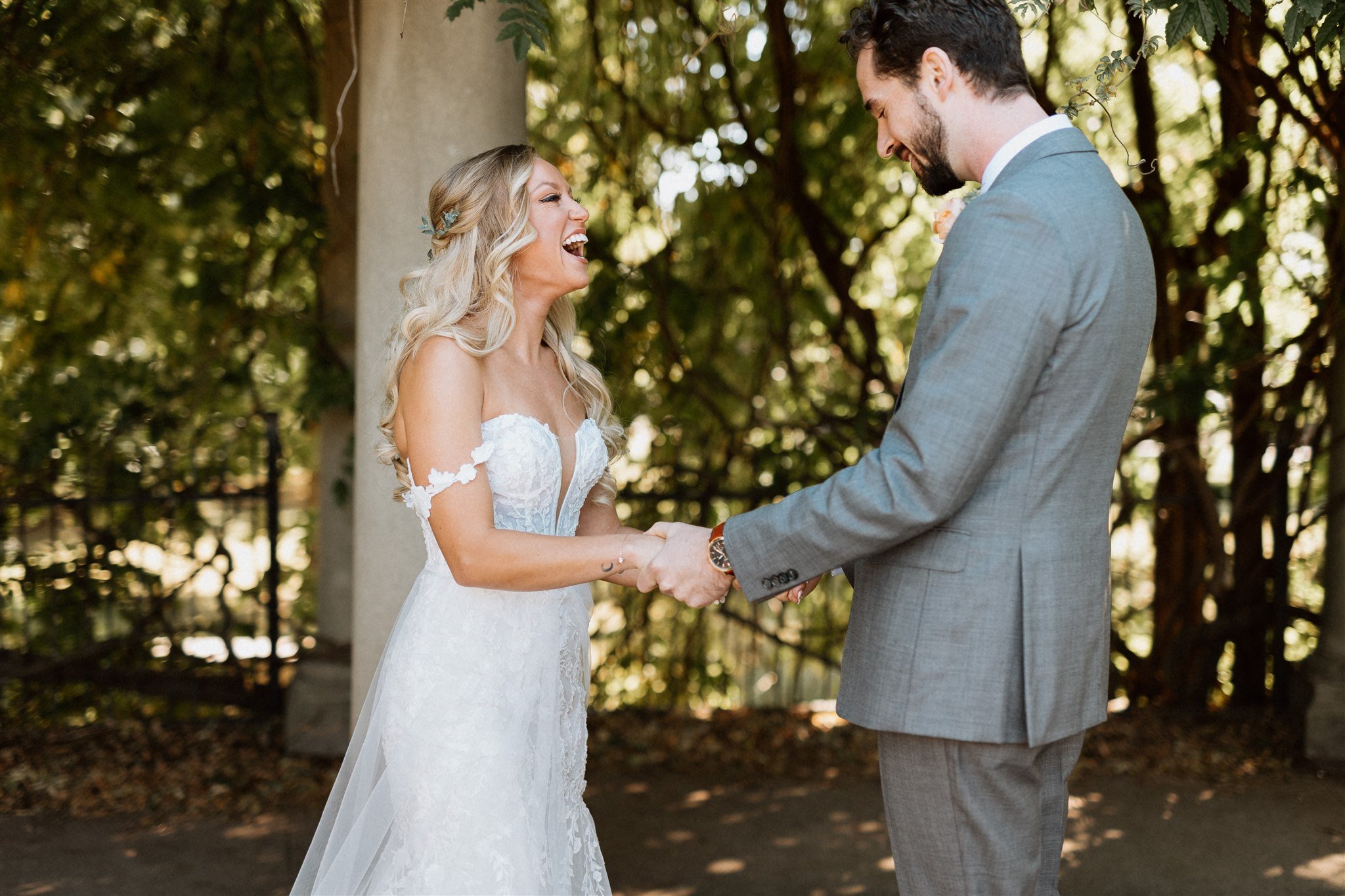 bride and groom excitement 