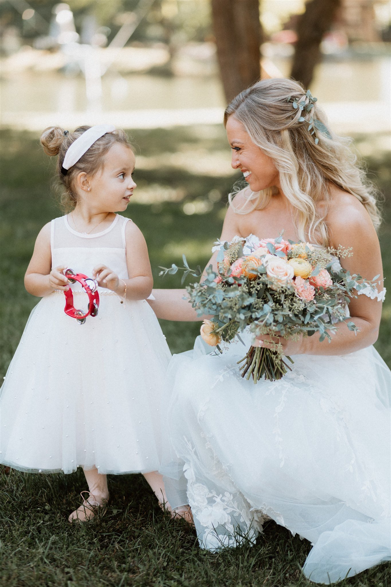 Bride and flower girl