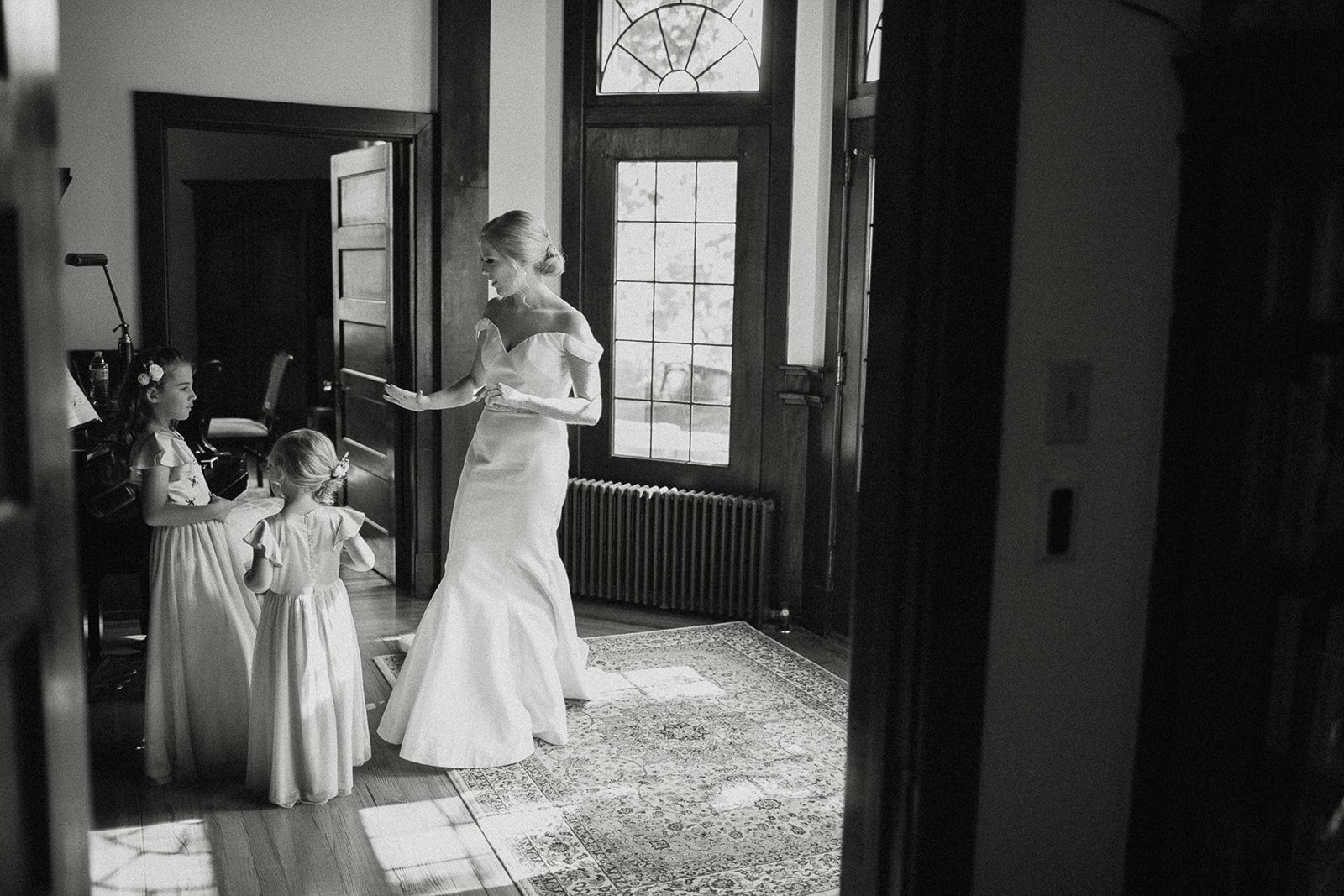 Bride with flower girls