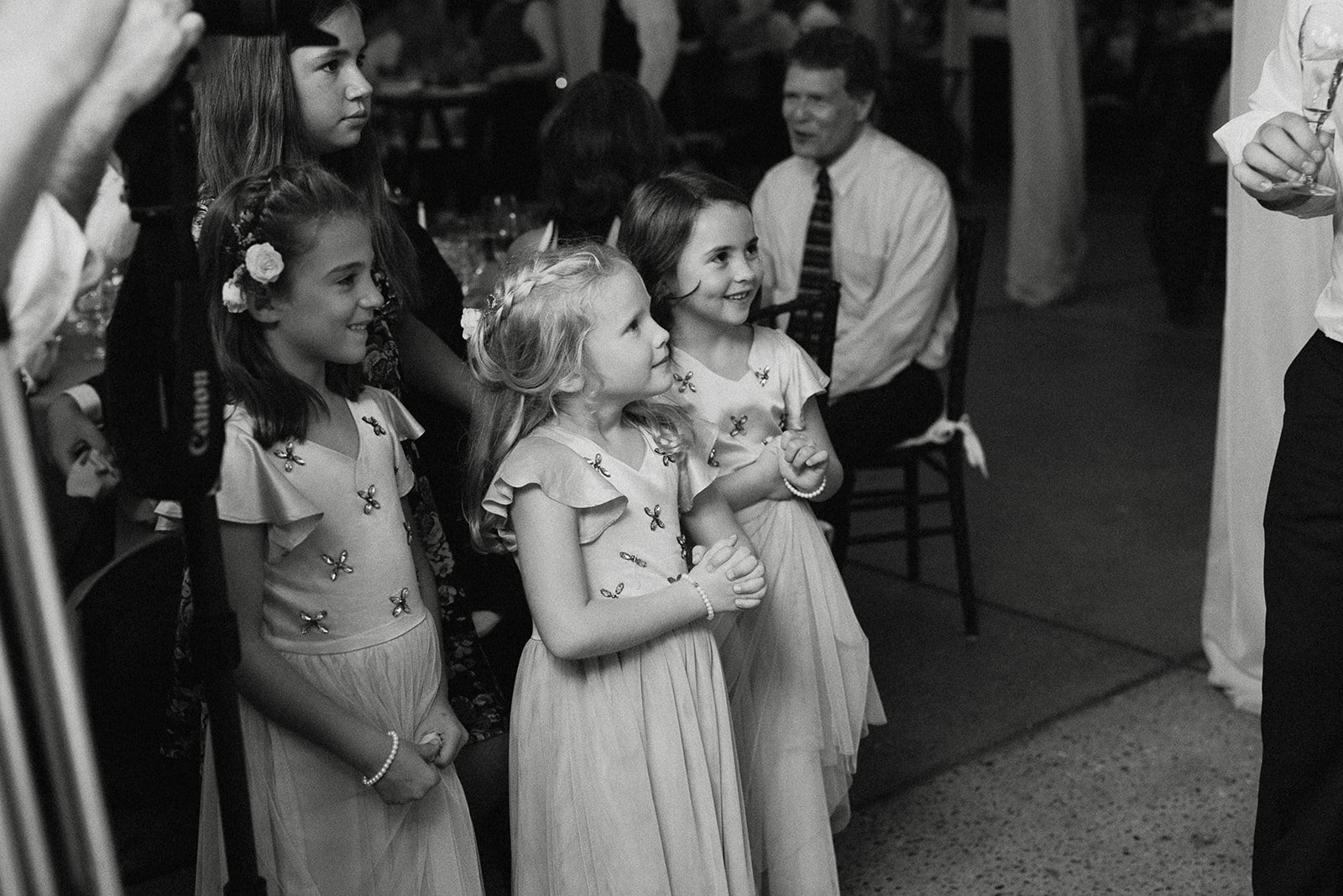 Kids waiting for wedding cake