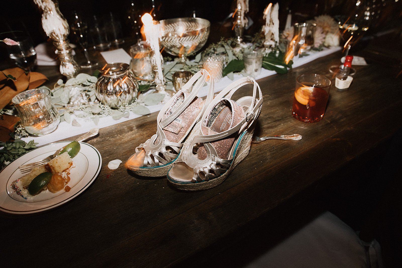 bride shoes at reception