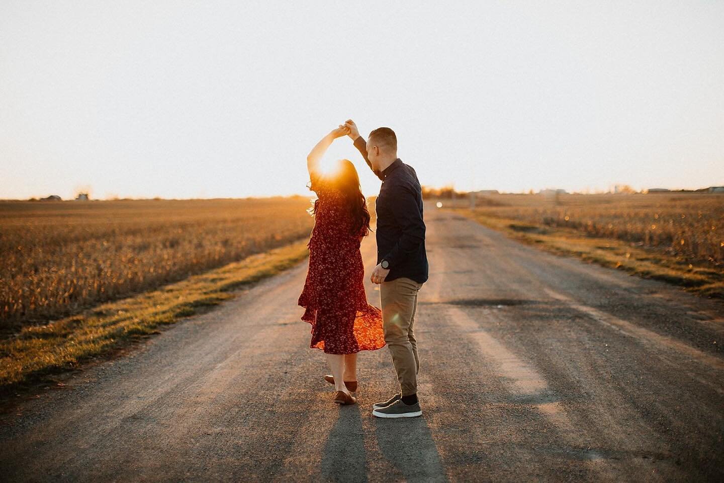 Brooke + John in one of those moments when you can&rsquo;t resist the good light. With them trusting our vision, we pulled over on the side of the road and took advantage of the view. Mountains are pretty but back country roads in Ohio at sunset are 