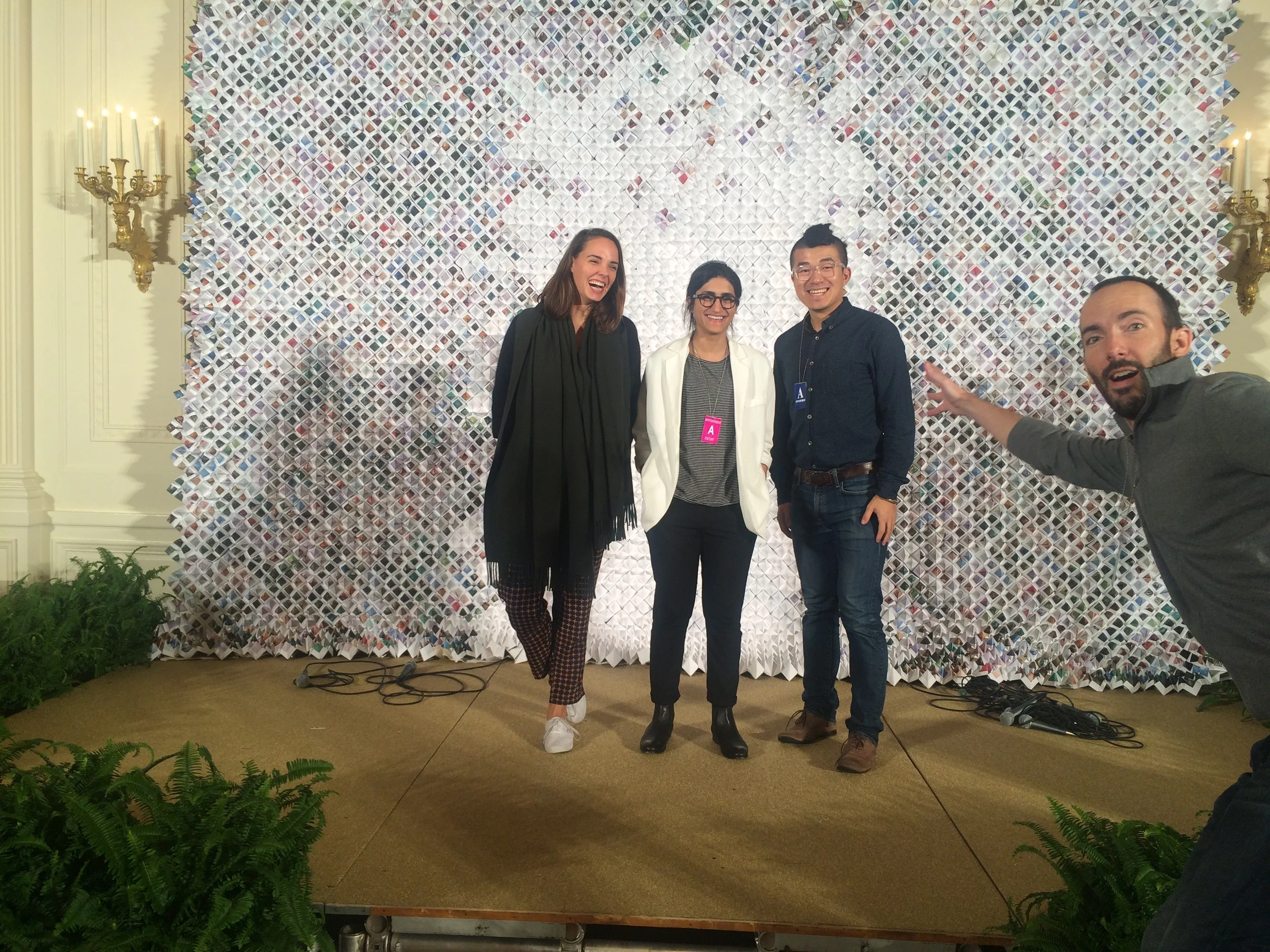 installation of the backdrop at the White House