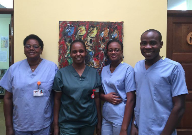 Evelyn, Ruhama, Agness and Jacob, nurse-midwives at FAME