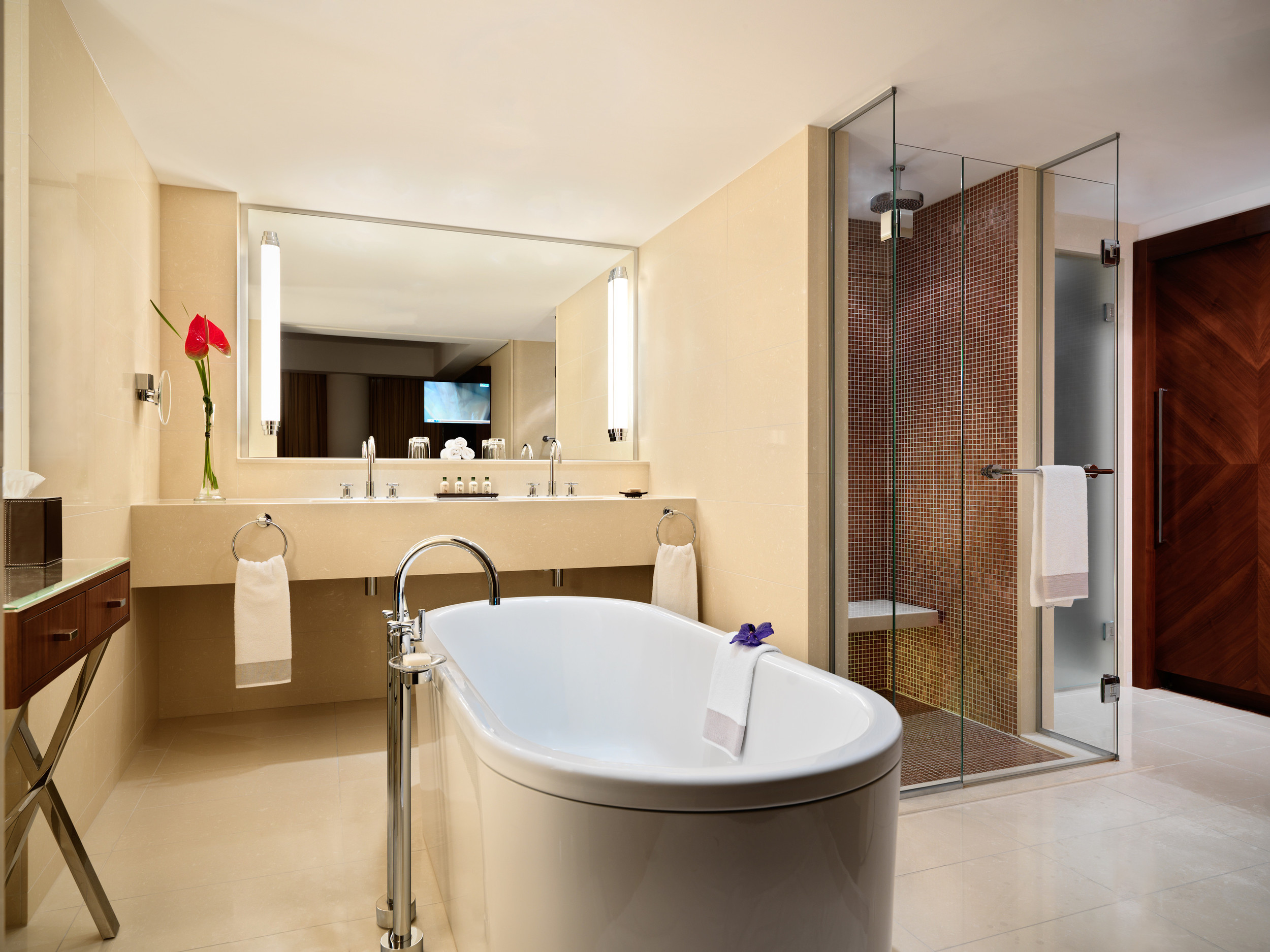 Jumeirah Frankfurt is a futuristic tower (with fittingly minimalist interiors) set within the heart of the historic city
