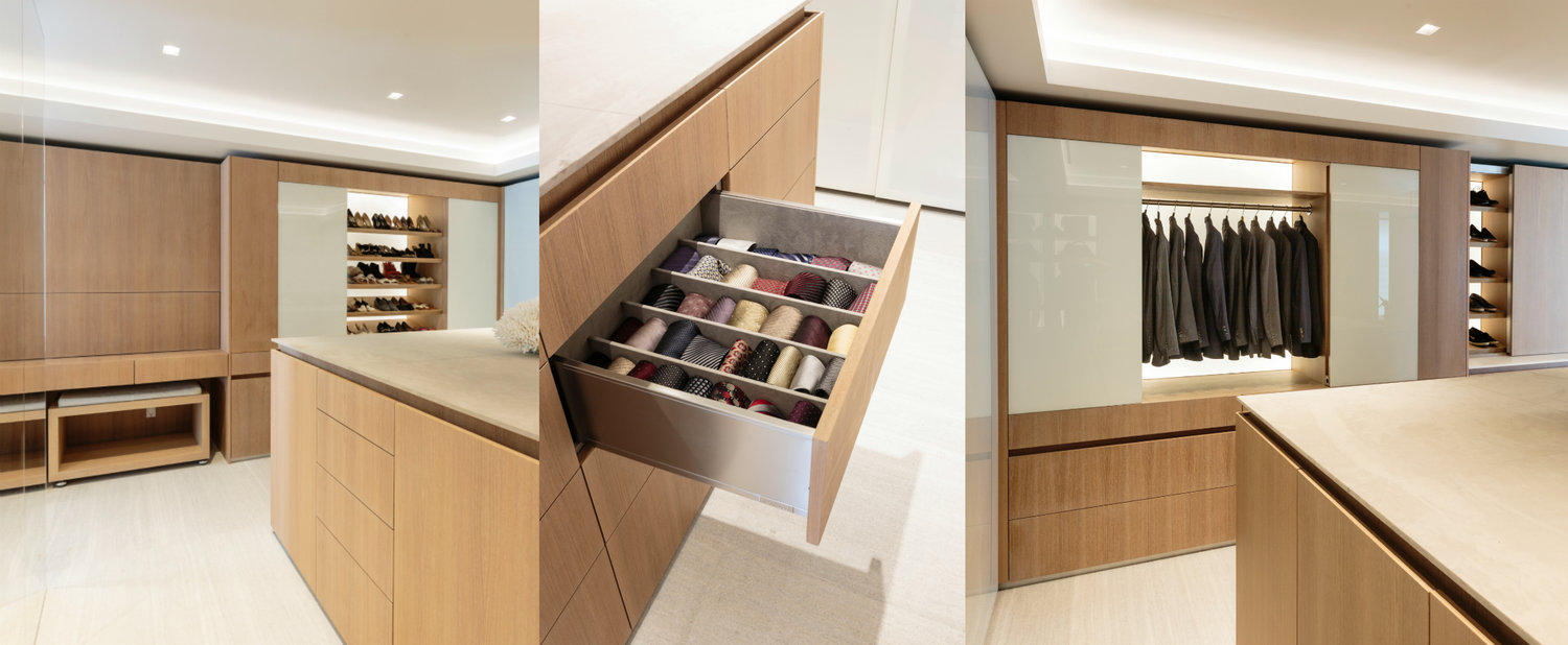   Above: A peek inside the new closet, part of the master bedroom and bathroom, that Laurie designed for Malibu clients.  
