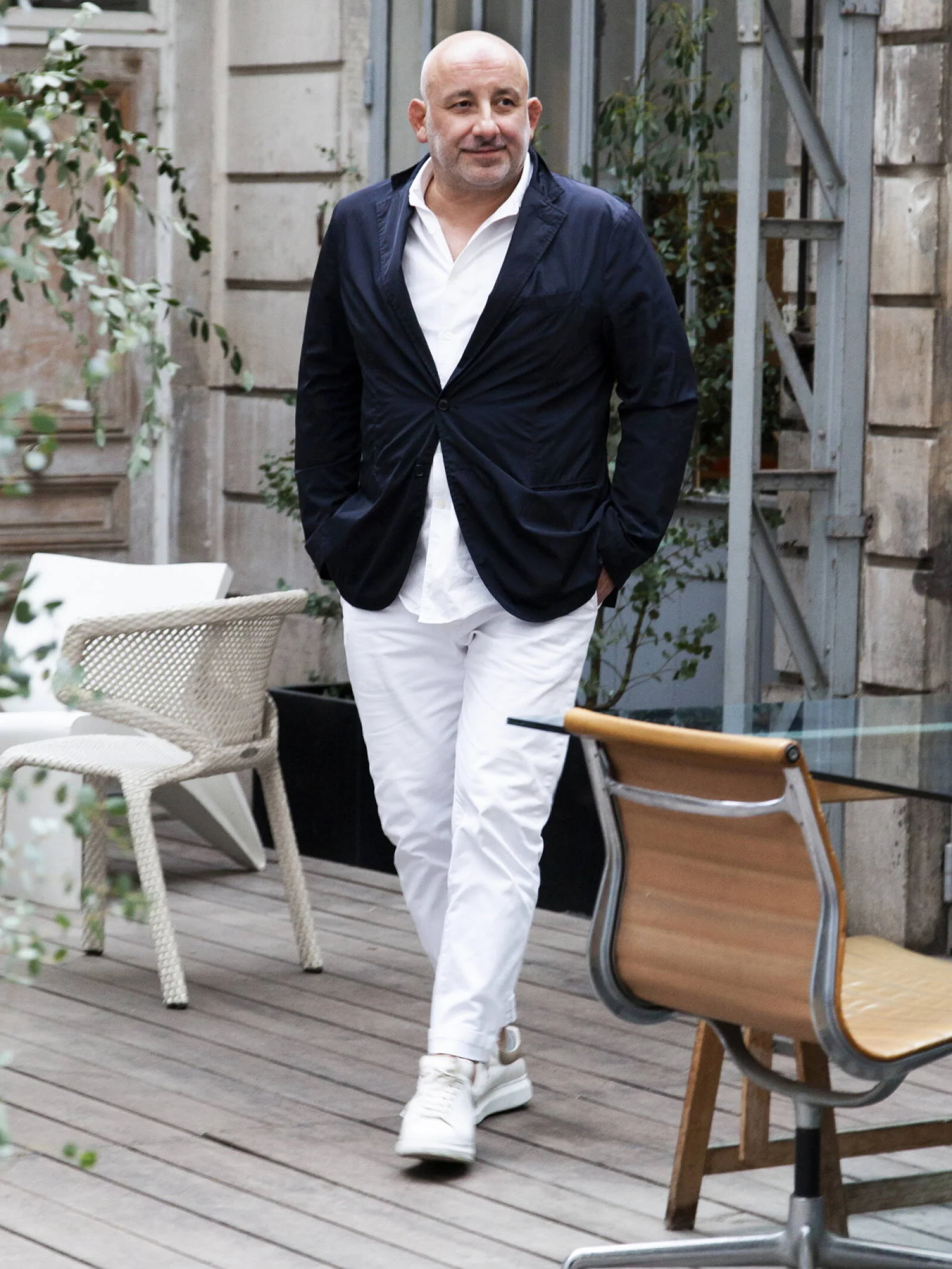 The Toulouse-born designer, Jean-Marie Massaud, in his trademark whites.