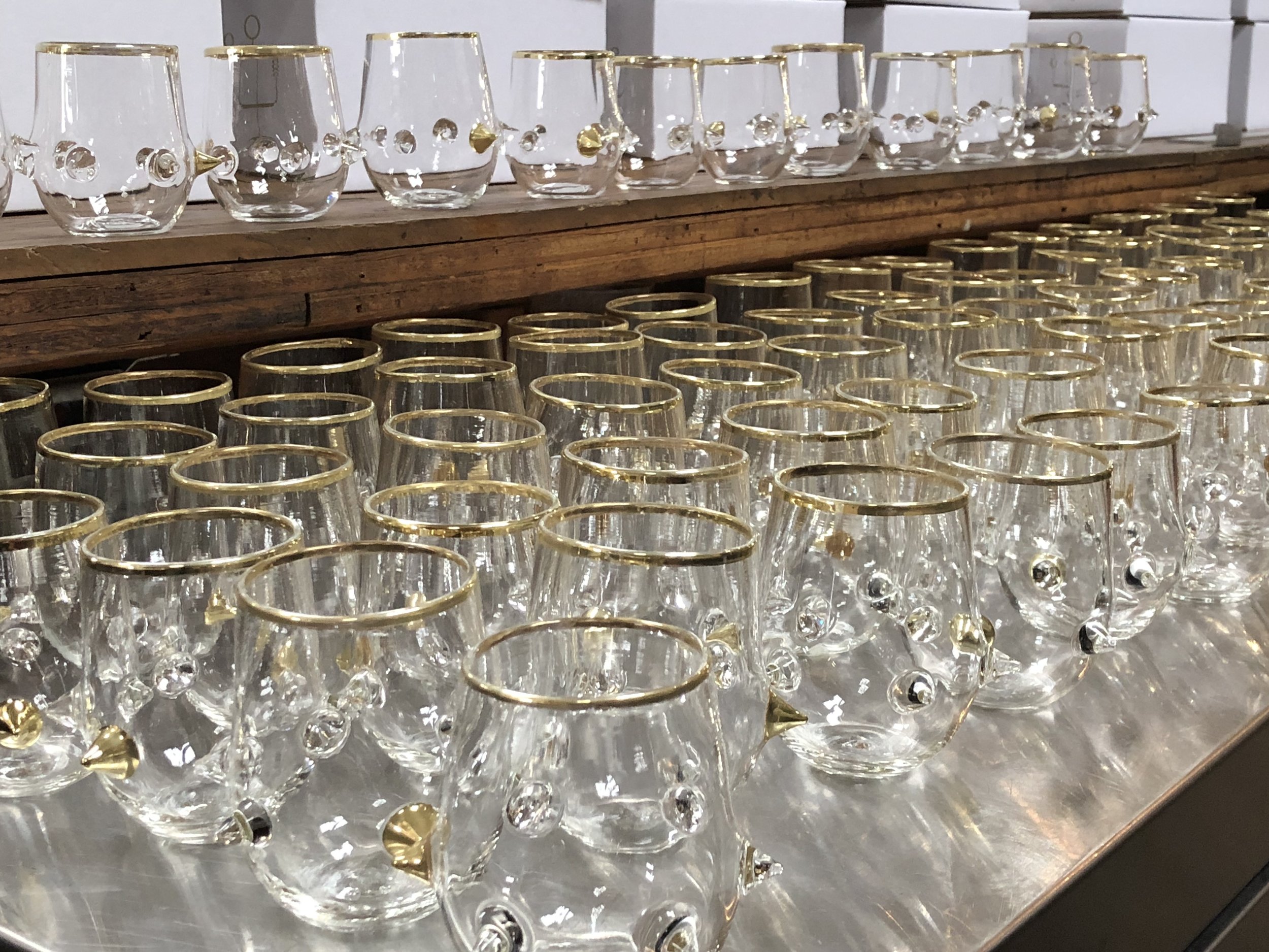  Our custom-ordered Golden Spike glasses. Gorgeous! 