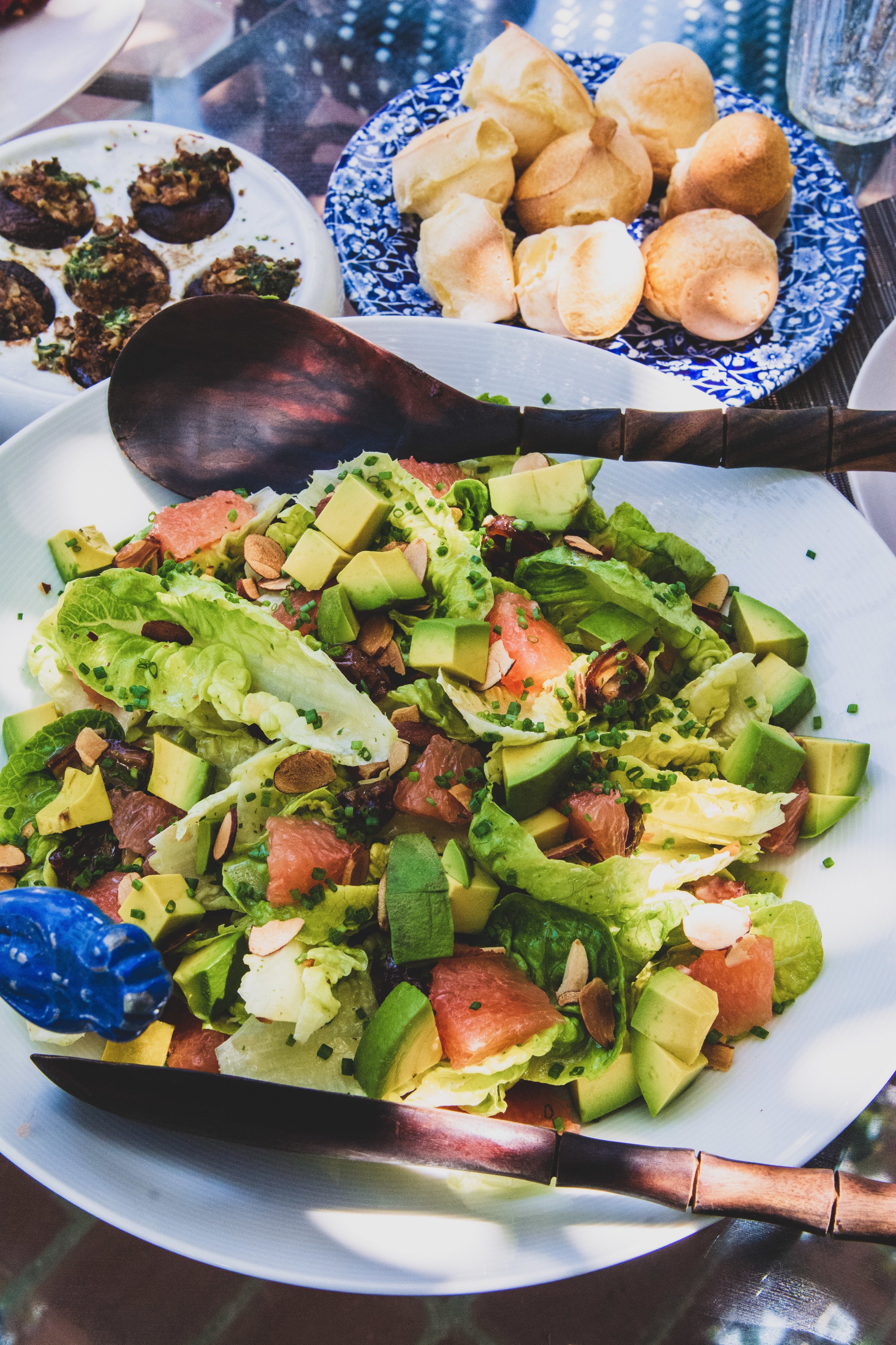  A hint at what Violet might be serving: mushroom “escargot” and an avocado and grapefruit salad. 