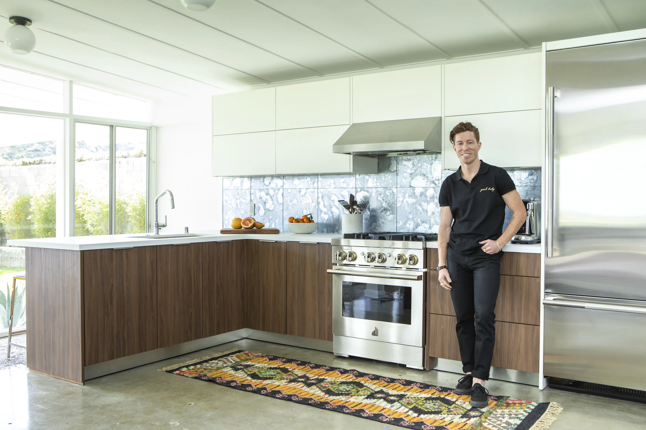 Shaun white with his new JennAir Rise range. Photograph by John Ellis