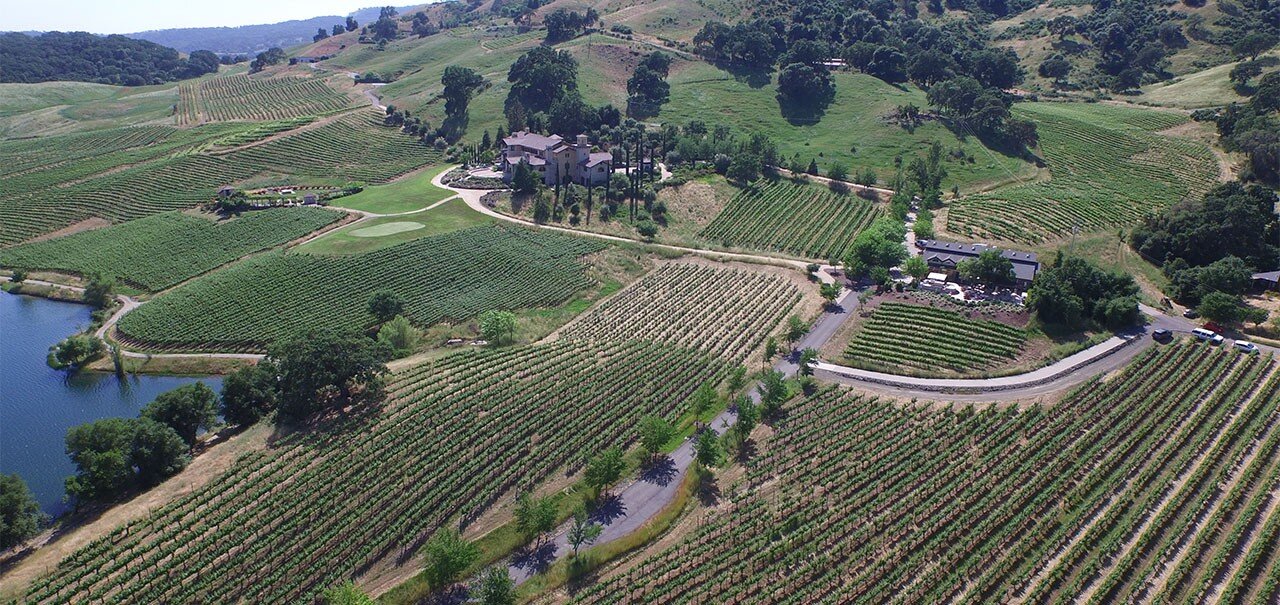  A wider view of the vineyard estate, with the Barn in the lower right. 