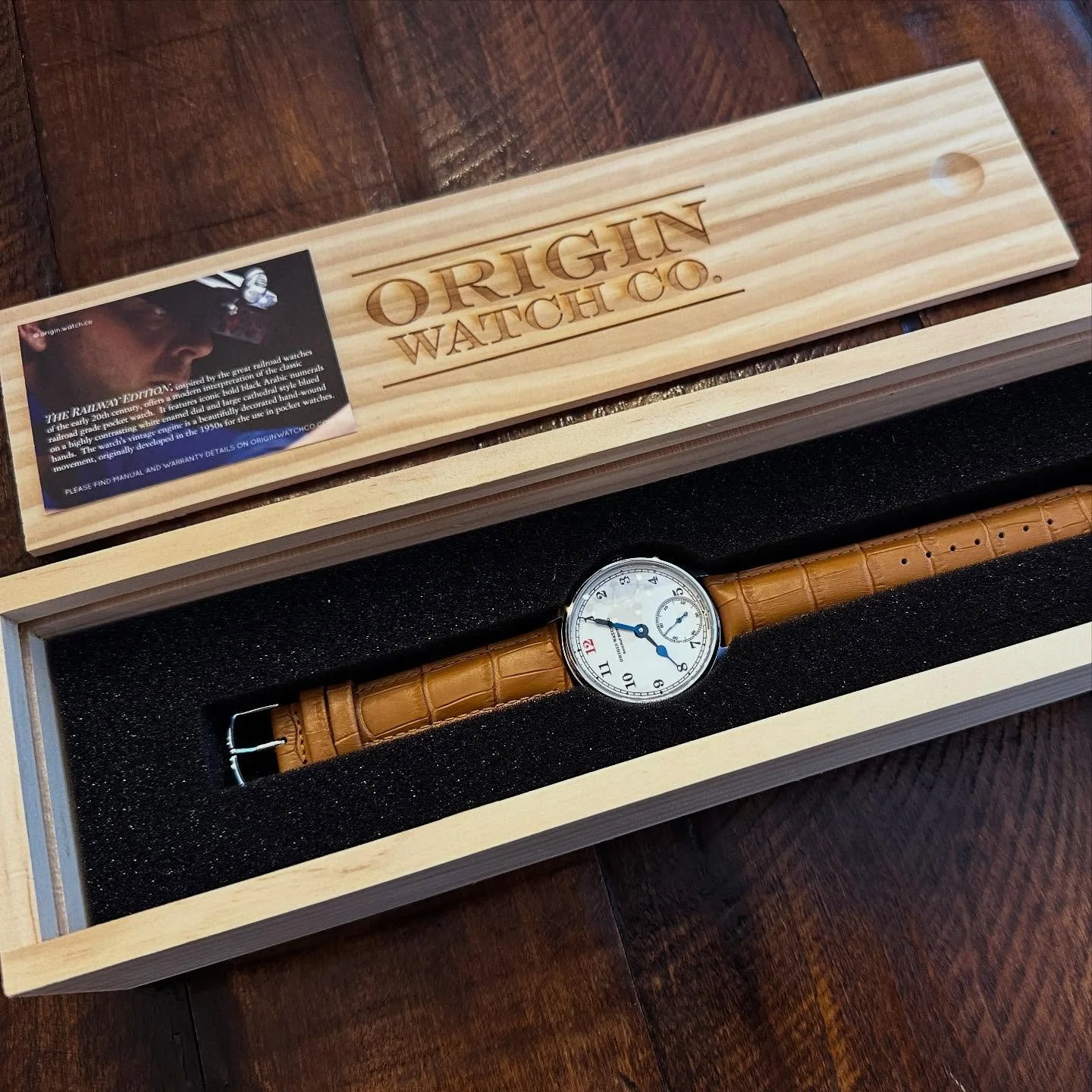 Our packaging is simple but cool - finely sanded maple wood pencil box. And your timepiece is well protected when shipped. #originwatchco #railwayedition 

#microbrand #watchmaking #watchmaker #horology #wotd #handwinding #handcranker #watch #watchlo