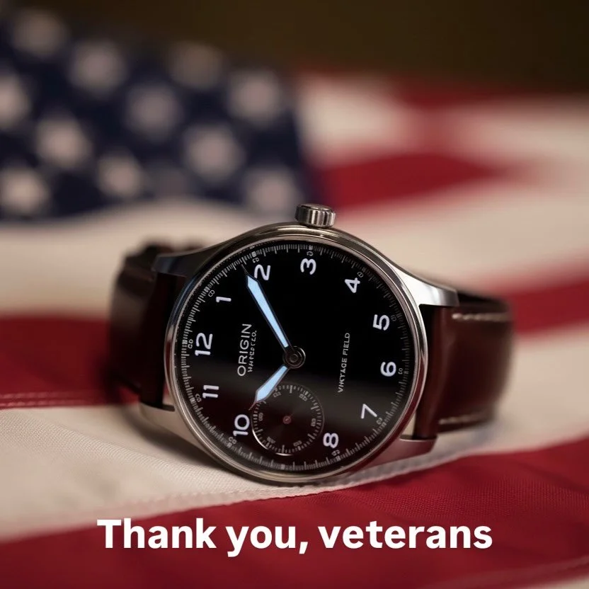 Thank you for your service and sacrifice. We offer discount to active duty, veterans and military families of 15% with BRAVE15 at checkout. #originwatchco #veteransday #thankyouforyourservice🇺🇸