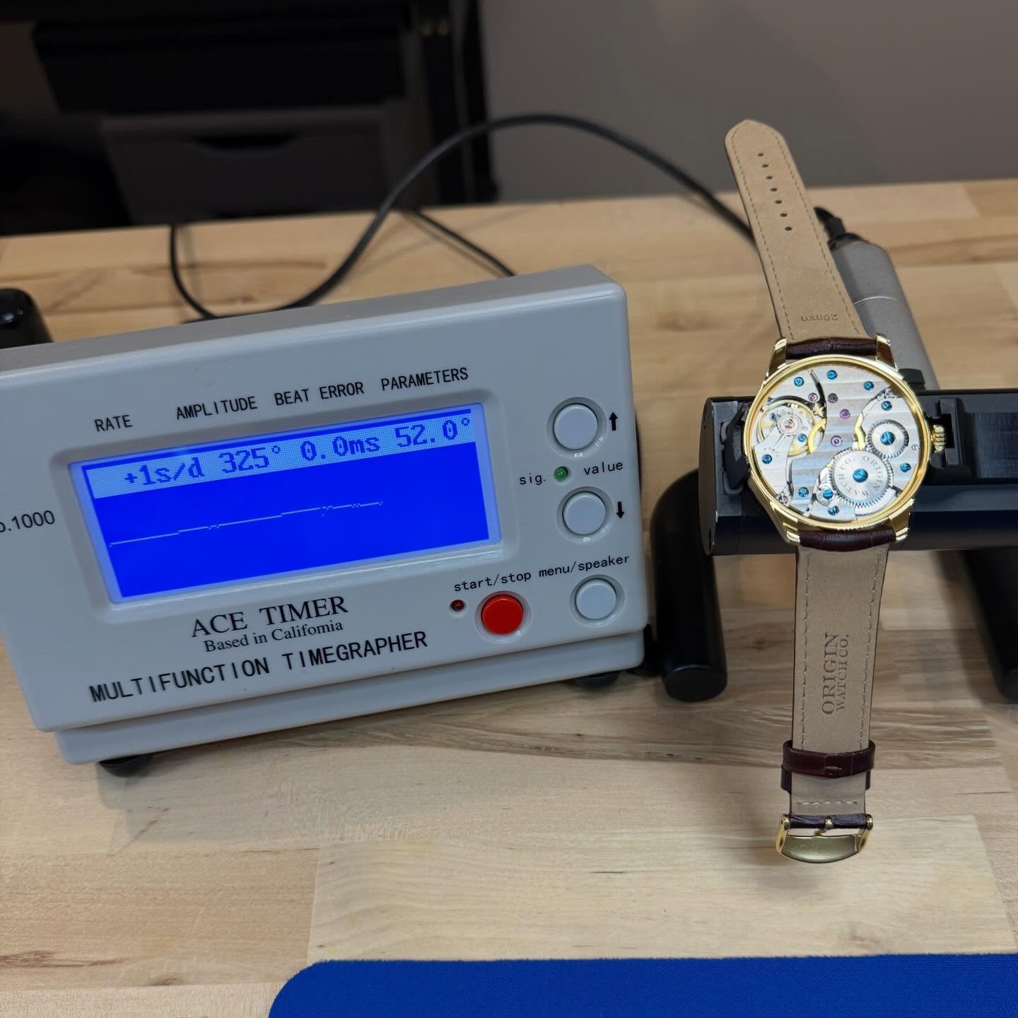We did good! Tuning our #timepieces to within +/- 15 secs/day before shipping out even though movement specs are +/- 30. Often we do much better than that! #watchmaker #originwatchco #mechanicalwatch #microbrand