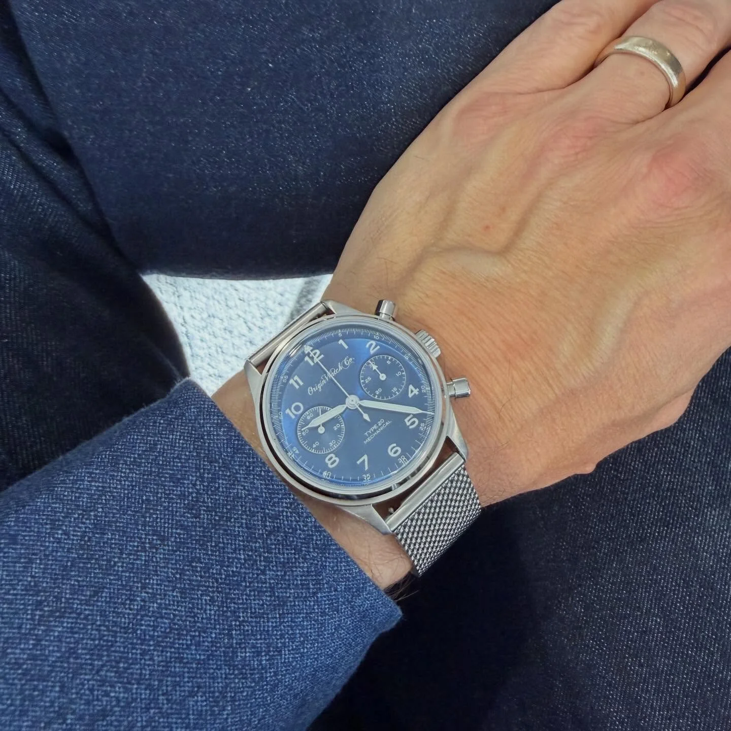 Bleu Soleil on blue and blue #type20 #originwatchco #chronograph #watchmaker #microbrand