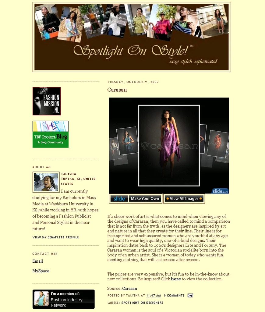 Oct. 9, 2007: Spotlight on Style blog