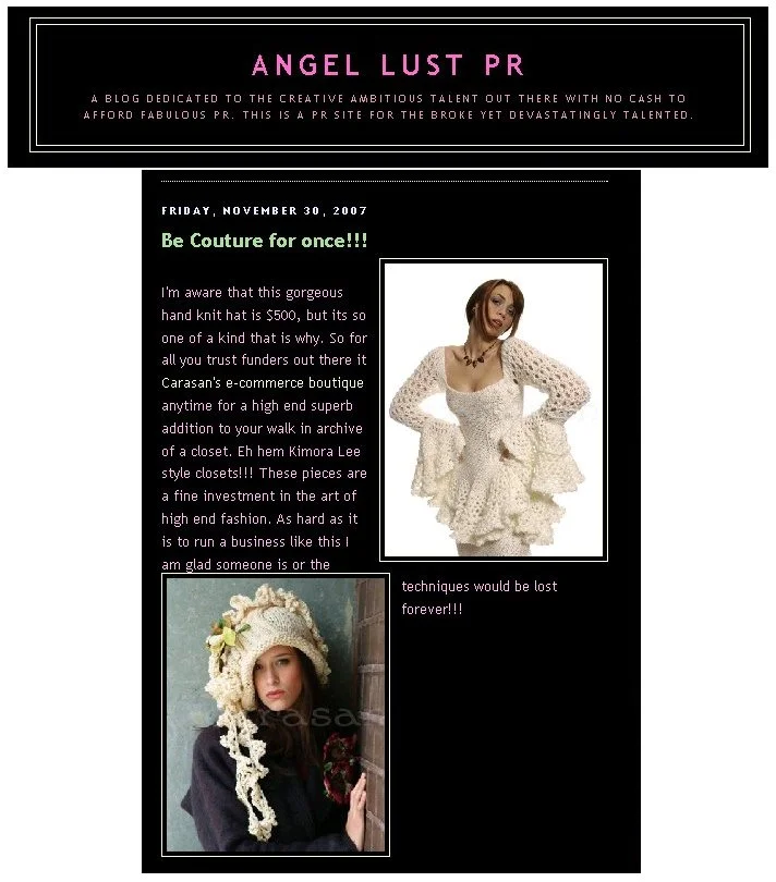 Nov. 30, 2007: Angel Lust PR blog