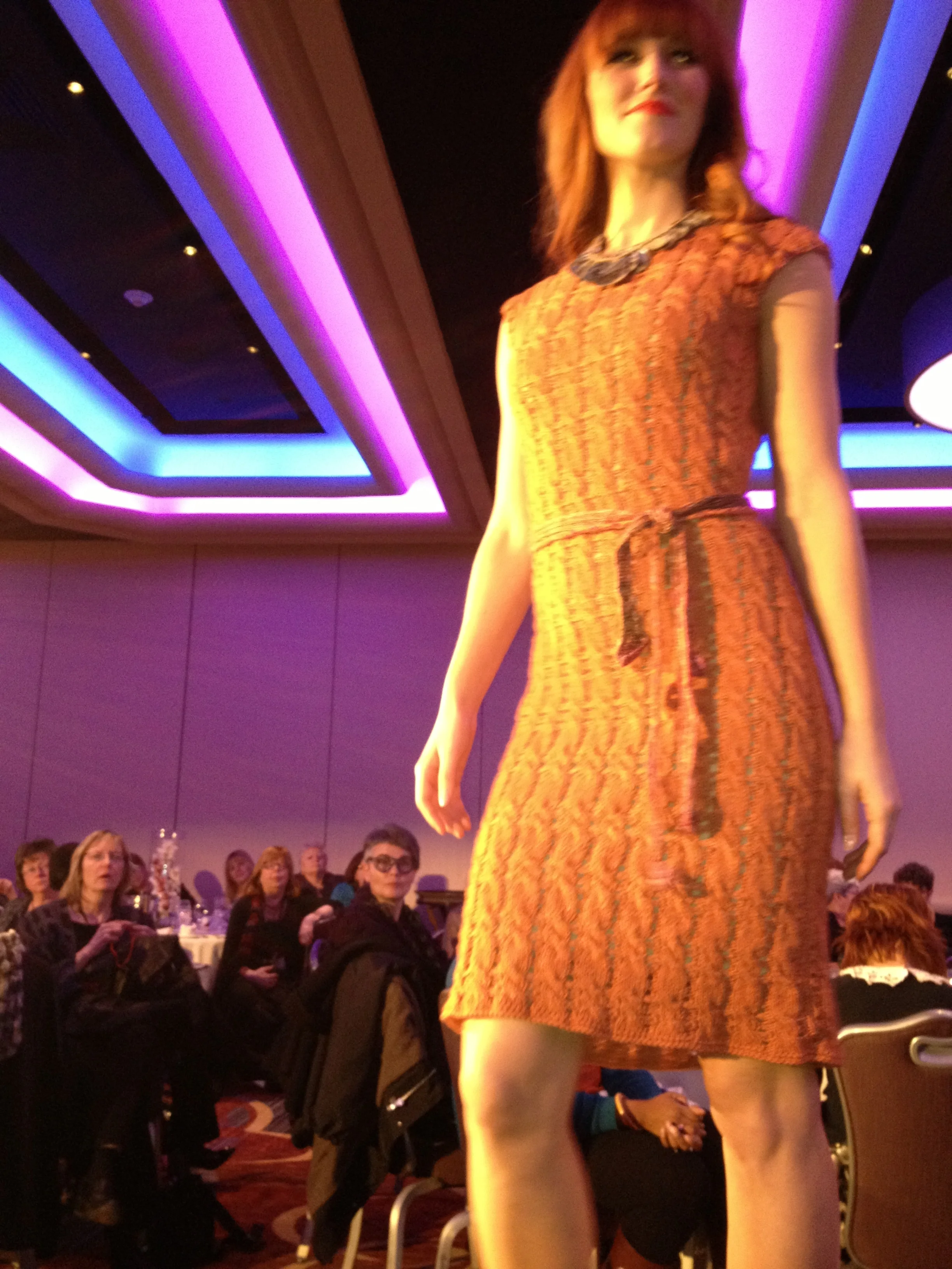  Cable and lace buttoned back dress, featured at the Gala Dinner at Vogue Knitting Live in NYC, 2012. Designed by Terri Rosenthal of Carasan Designs. 