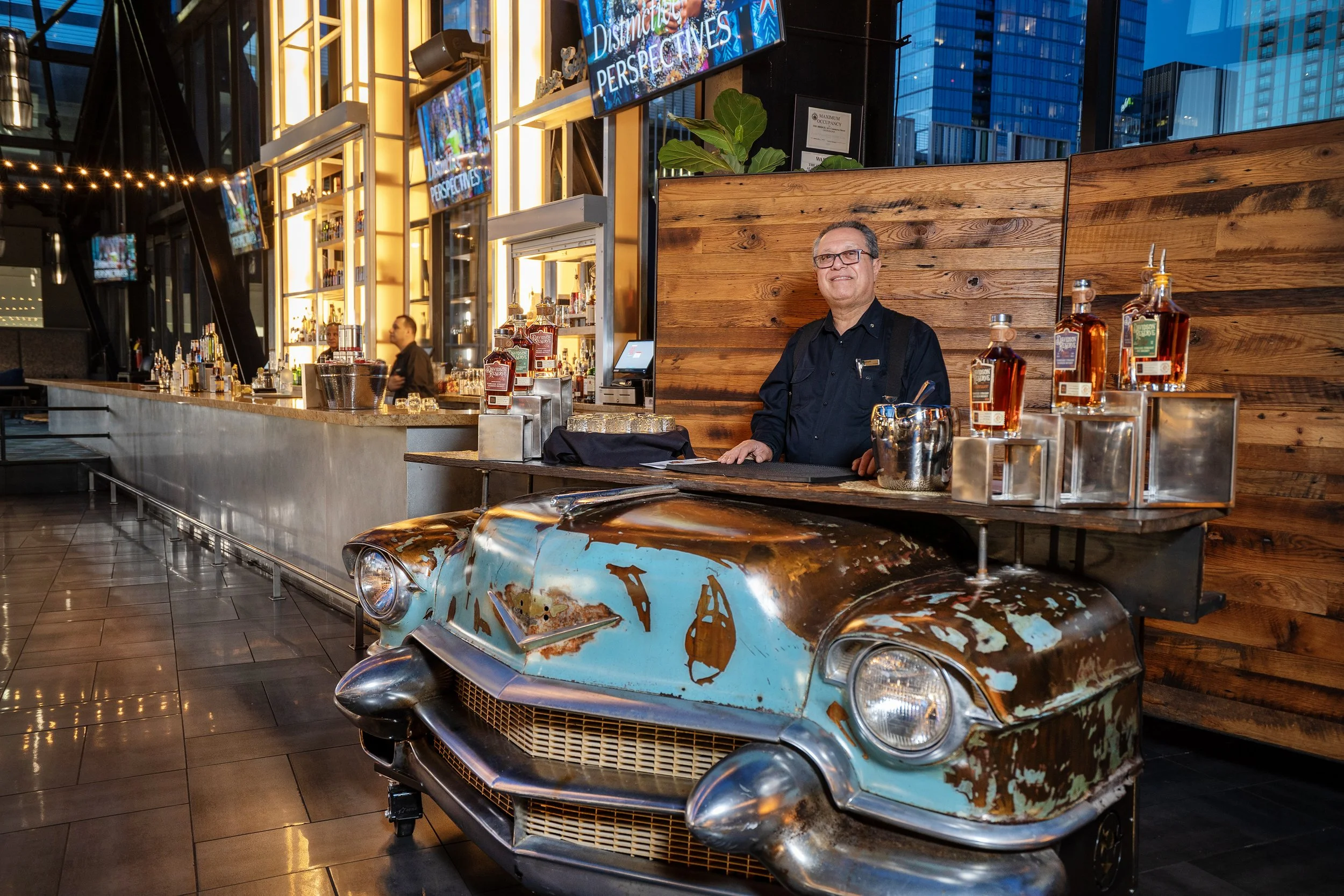 Event setup photograph at the Bridge Bar at the Renaissance Nashville, shot by Nashville Interior Photographer Leslie Parrott