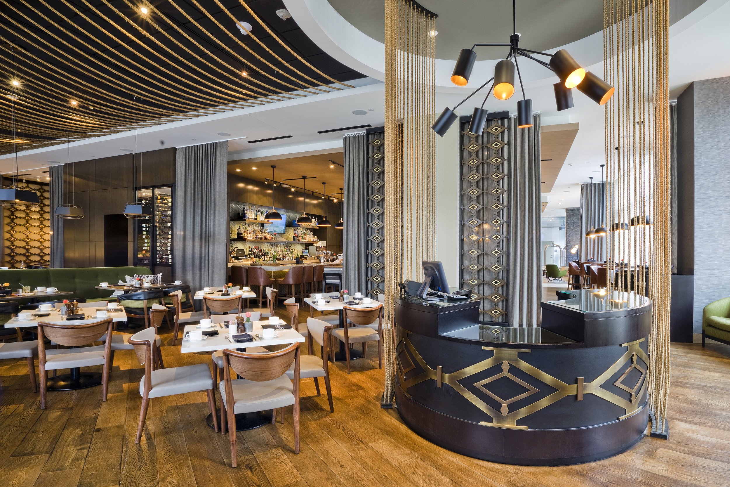 Hostess Stand at Stella San Jac Restaurant, Austin, TX. Interior Photography by Leslie Parrott