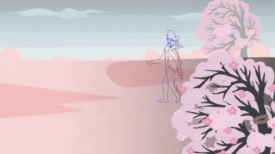  In retrospect, I think I complicated the cherry tree shot by breaking each limb onto a different layer. The effect helped give life to the character struggling against the slingshot rope, but I think I could’ve reduced the number of poses to keep it