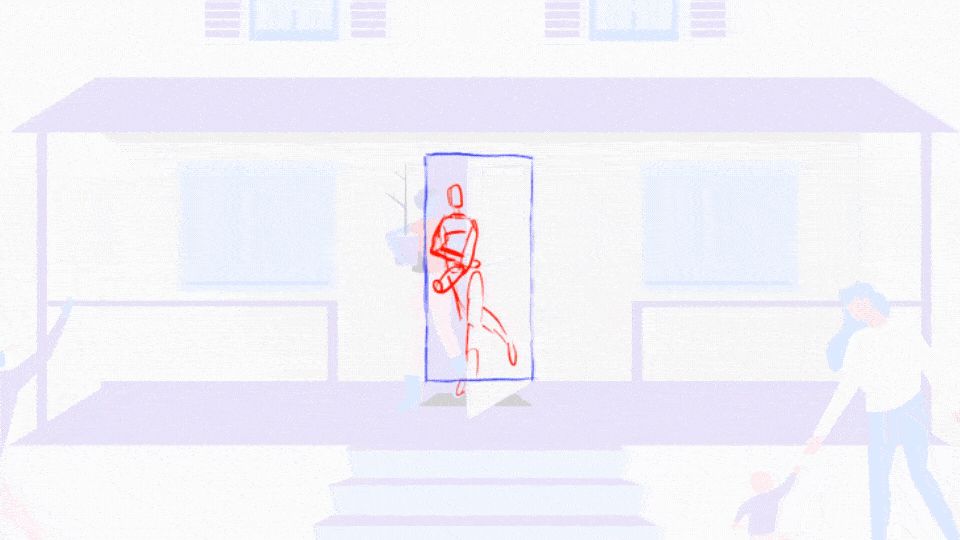 The secondary and auxiliary characters were rigged and animated in After Effects, because their actions involved less detail and did not need to pull the eye as strongly. The primary function of the auxiliary and background characters was to add humanity, community, and depth to the scenes, but on a tight budget and timeline, I had to focus more intently on the hero character throughout.