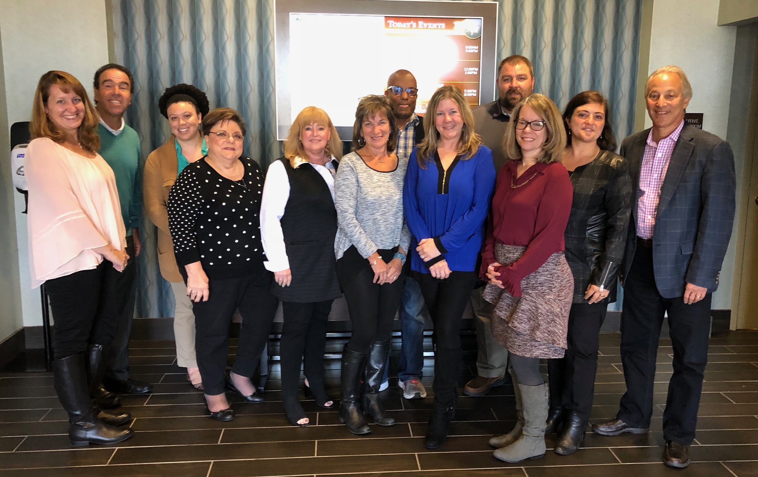 October 2018 Retreat Pictured: Vera Simmons, Pete Mangione, MySha Allen, Tina Broccolino, Beth Ditman, Susie Davis, Rocky Brown, Michelle Wildman, Wayne Johnson, Christie Lassen, Anita Broccolino, Joe Barbera.