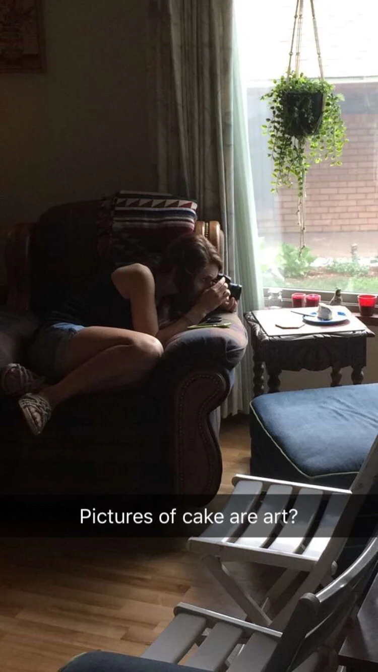 One of my cousins caught me taking pictures of my cake...